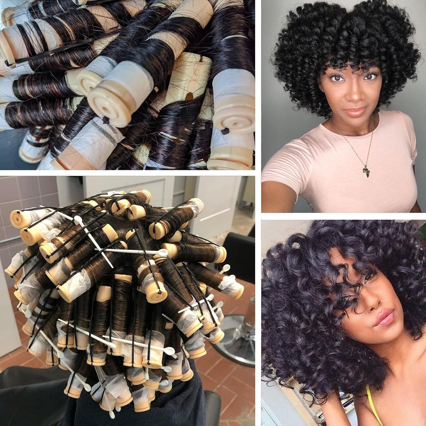 Large Perm Rods for Natural Hair Curling - Beige Styling Rollers for Long & Short Hair