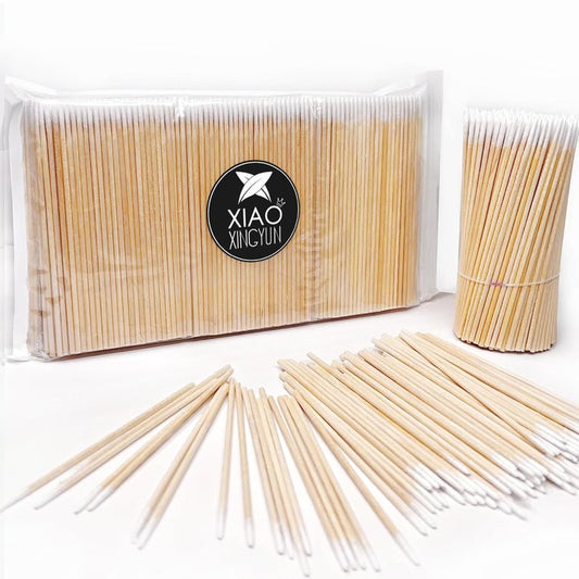 Pointed Cotton Swabs - 600PCS Precision Microblading & Makeup Applicators | 4-Inch Wood Handle