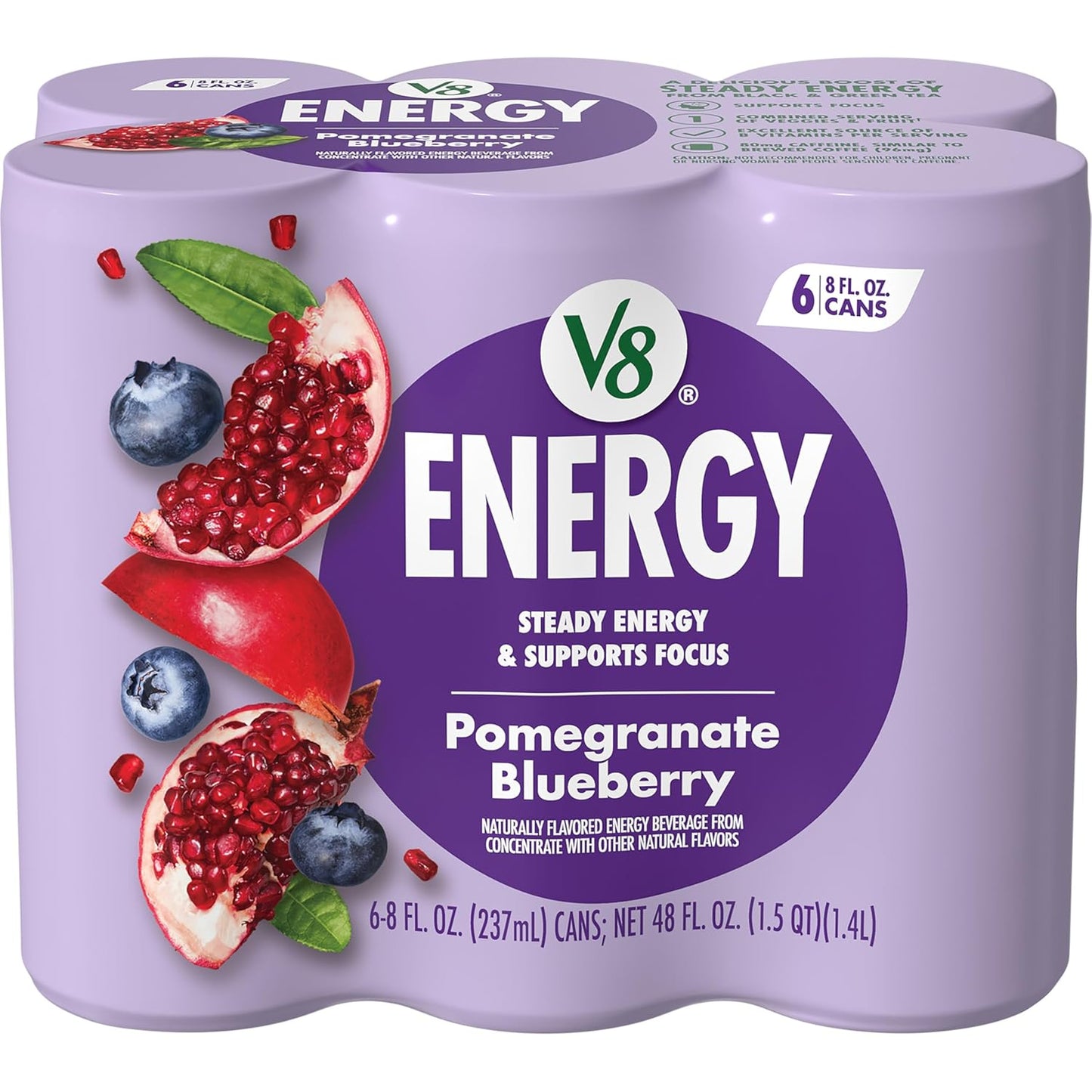 V8 Energy Peach Mango Energy Drink - 8 Fl Oz Can | 24 Pack of Refreshing Energy Boost