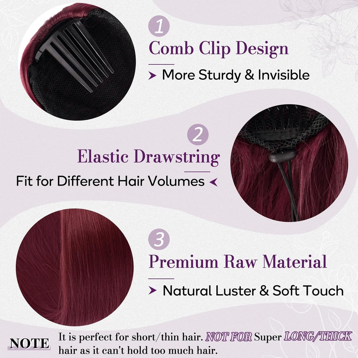 Red Straight Drawstring Ponytail Extension - 28 Inch Thick Soft Synthetic Hairpiece for Daily or Party Use