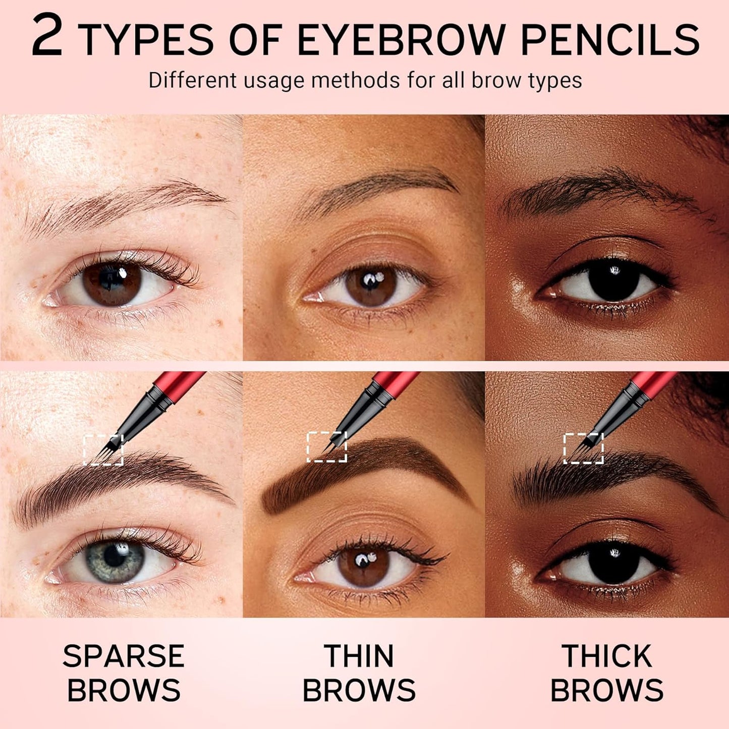 Eyebrow Pen Set - Waterproof Microblading Pencils for All Brow Types | 2 Pack, Dark Brown