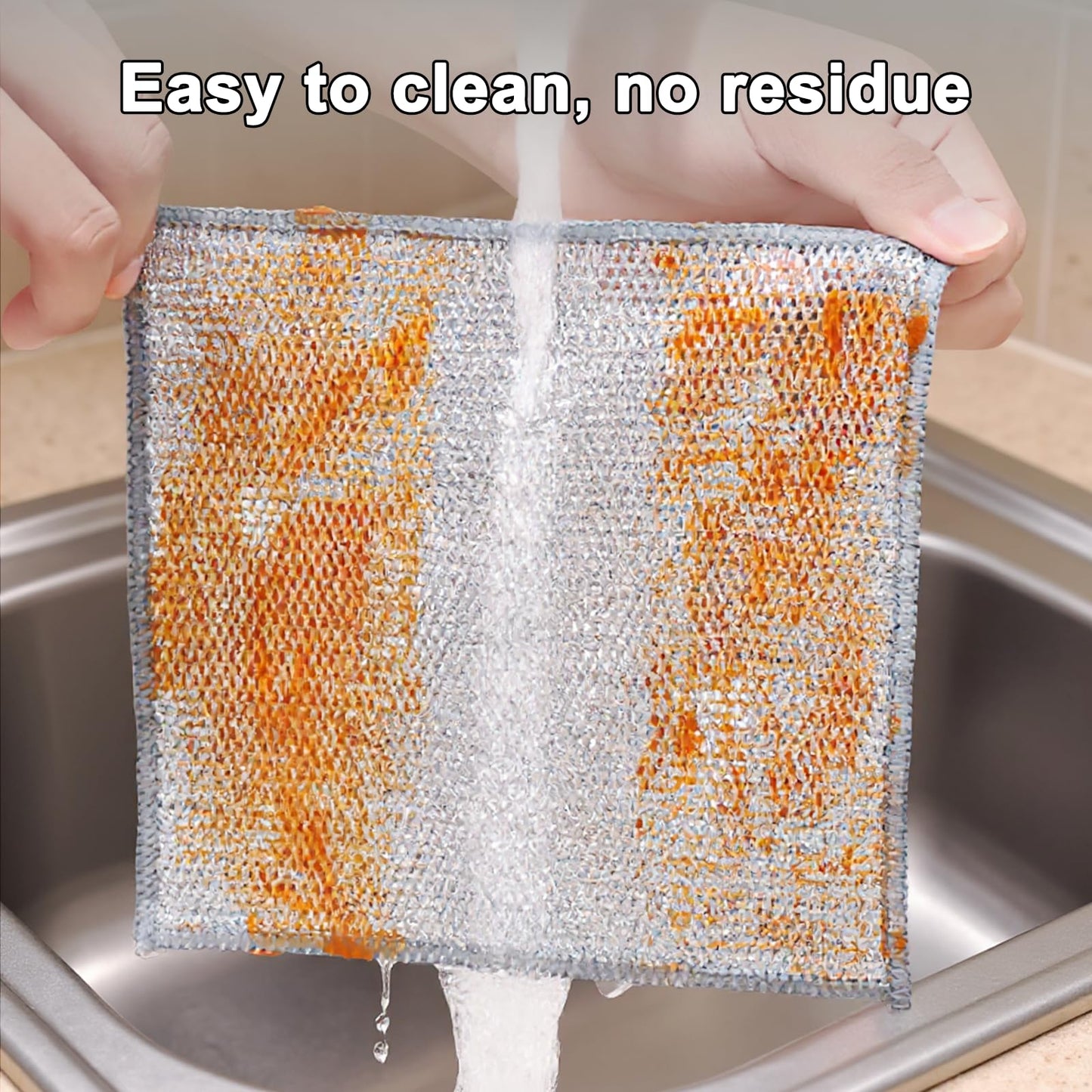 10 Pack Metal Dish Cloth Non Scratch Wire Dishcloth, Reusable Steel Wool Scrubber Pads for Pots Pans Cooktops, Multi Surface Cleaning Cloths Scratch Free Safe for Glass, Wet & Dry Use