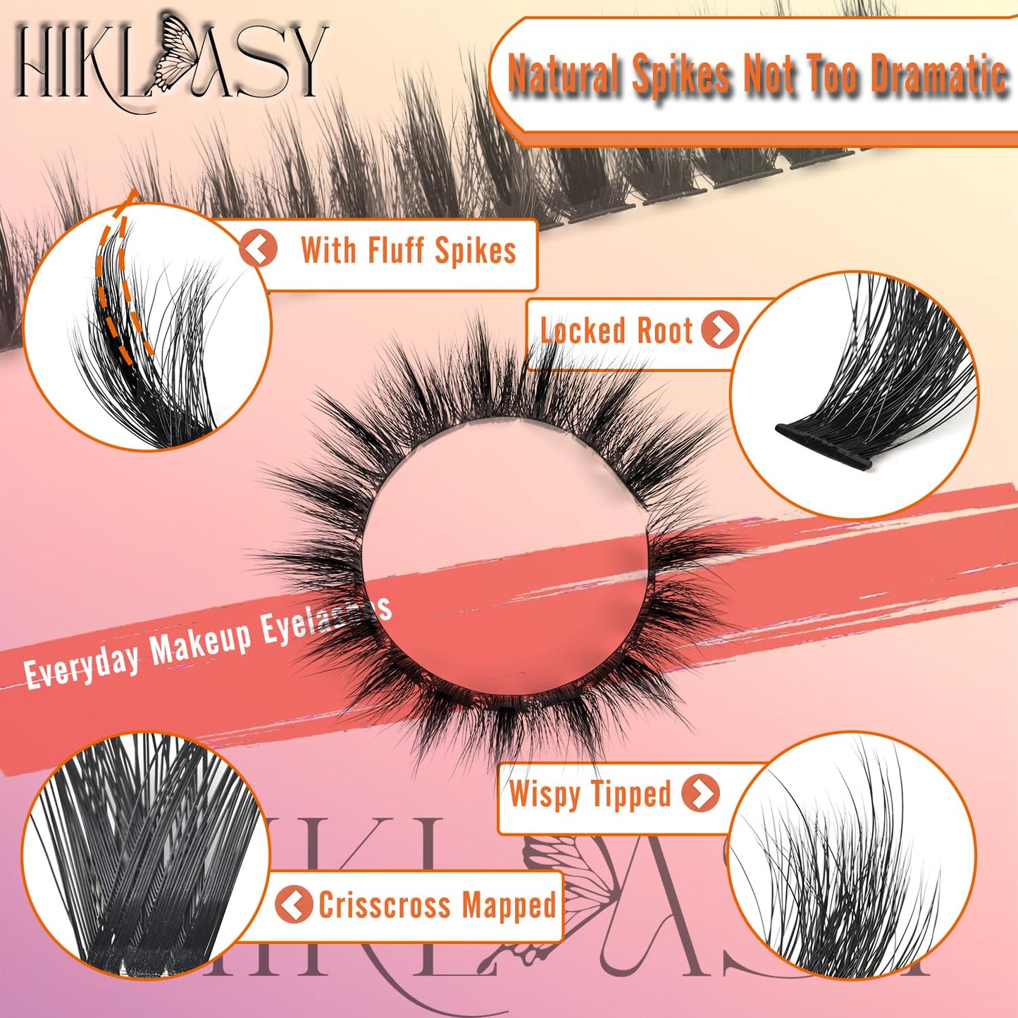 New Lash Clusters With Spikes 120D Wispy Manga Style 12-18mm Spiky Lash Cluster Bold Eyelash Extensions Locked Root Reusable Volume Spike Lashes Clusters D Curve DIY Salon Level For Gifts By Hiklasy