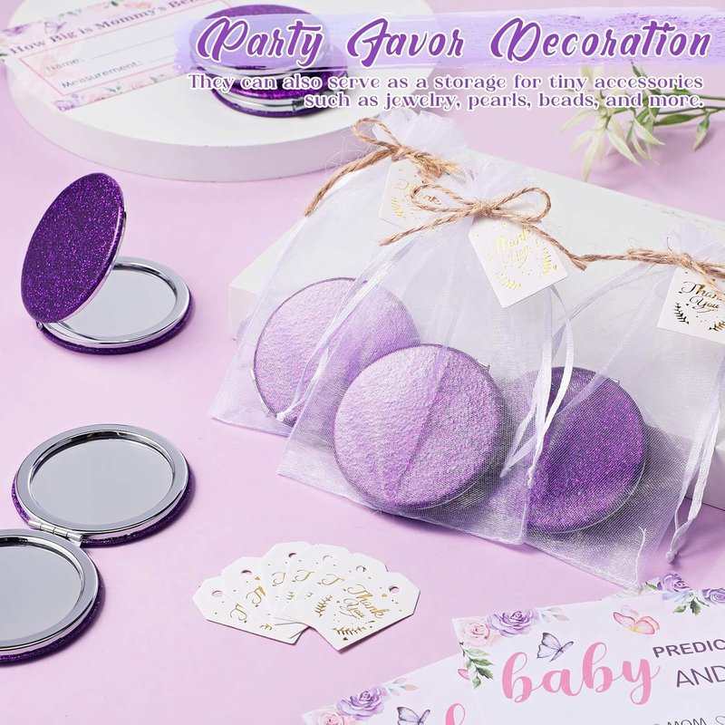 Compact Magnifying Mirrors - 30 Sets Quinceanera Party Favors | Bridal Shower Gifts, Purple