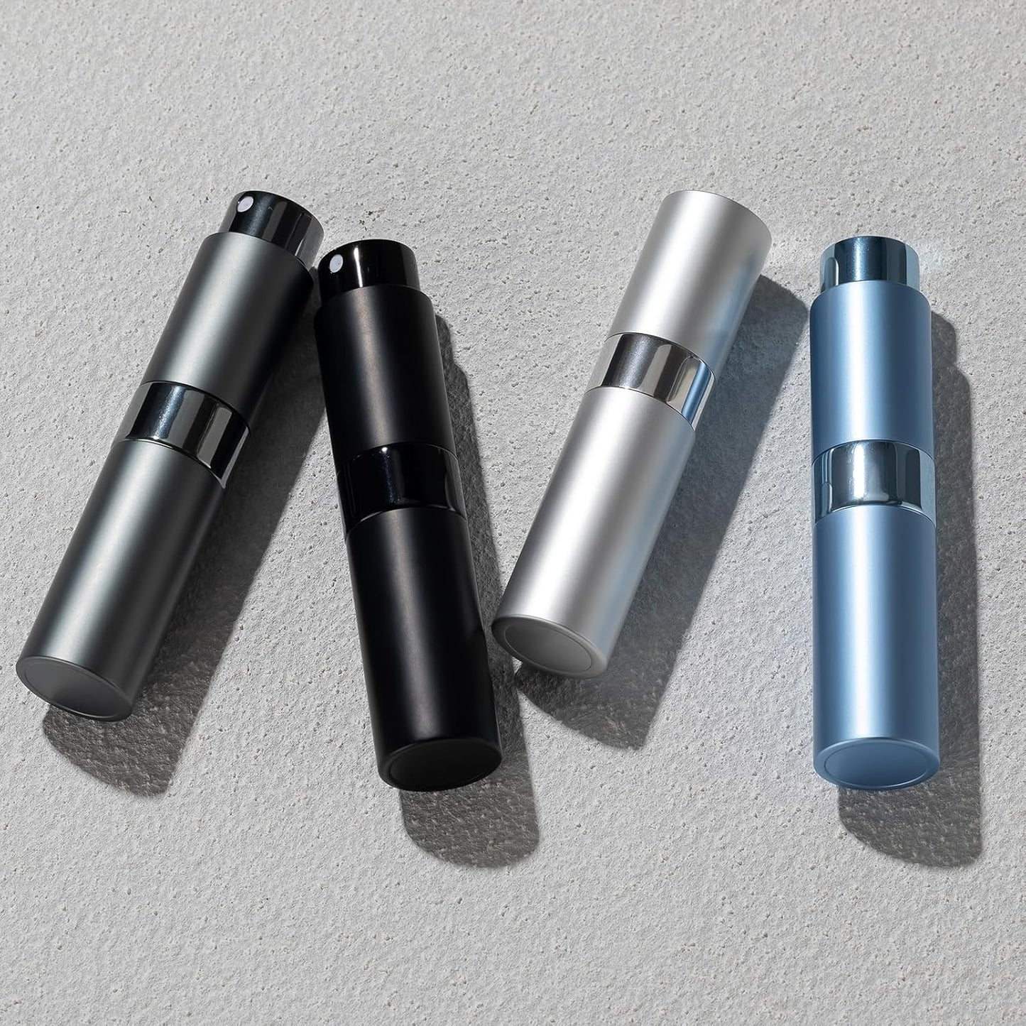 Travel Perfume Bottle - Refillable Cologne Spray Atomizer - Portable 8ml Mini Fragrance Dispenser for Men & Women | 4PCS Grey