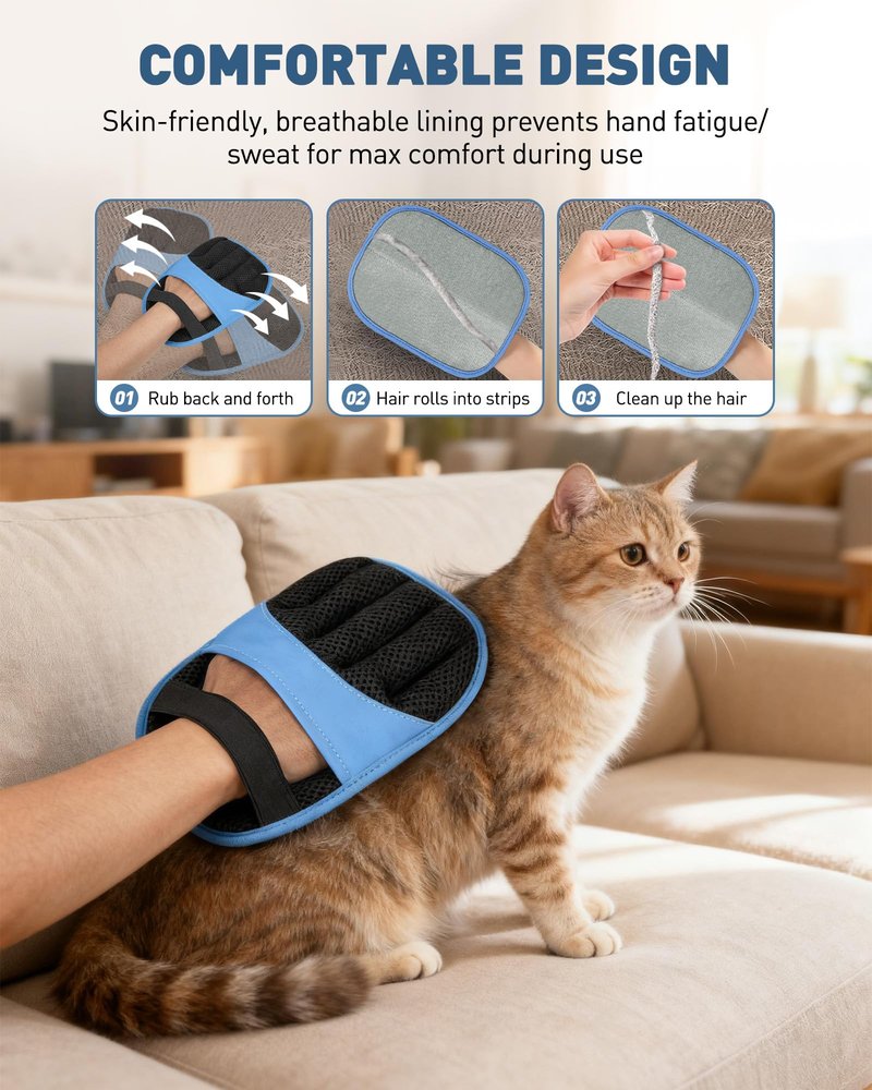 RZPTL Pet Hair Removal Glove - 2 Pack Electrostatic Magic Brush Gloves Pet Hair for Dogs and Cats, The Magic Brush Pure Path Yomi Pet Grooming Needs, Fur Remover for Furniture, Clothes, Car Seats