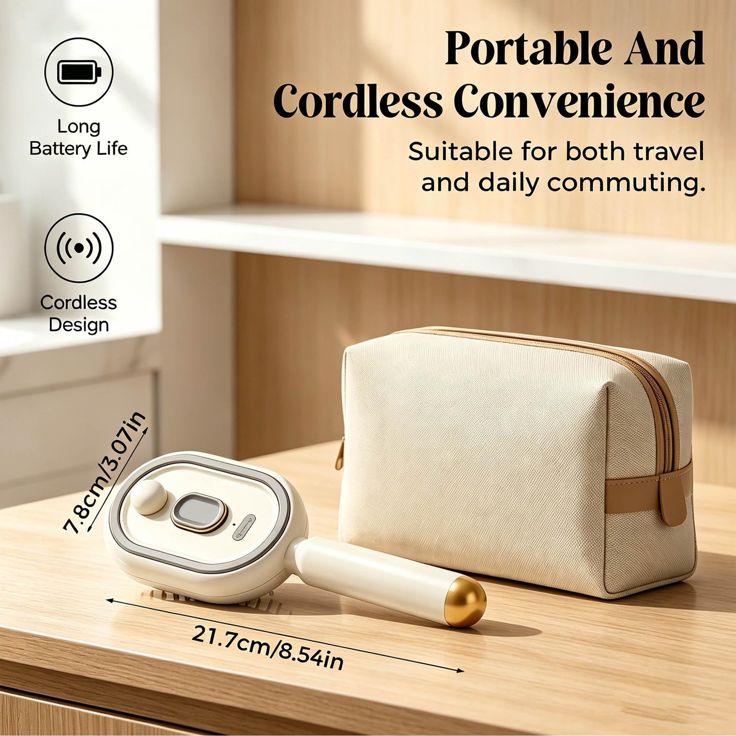 Electric Spray air Cushion Massage Comb, Electric Spray Air Cushion Brush, Self-Cleaning Anti-Tangle Hair Brush, Rechargeable Scalp Comb for Frizz Control, Smooth Shine & Daily Care (White)