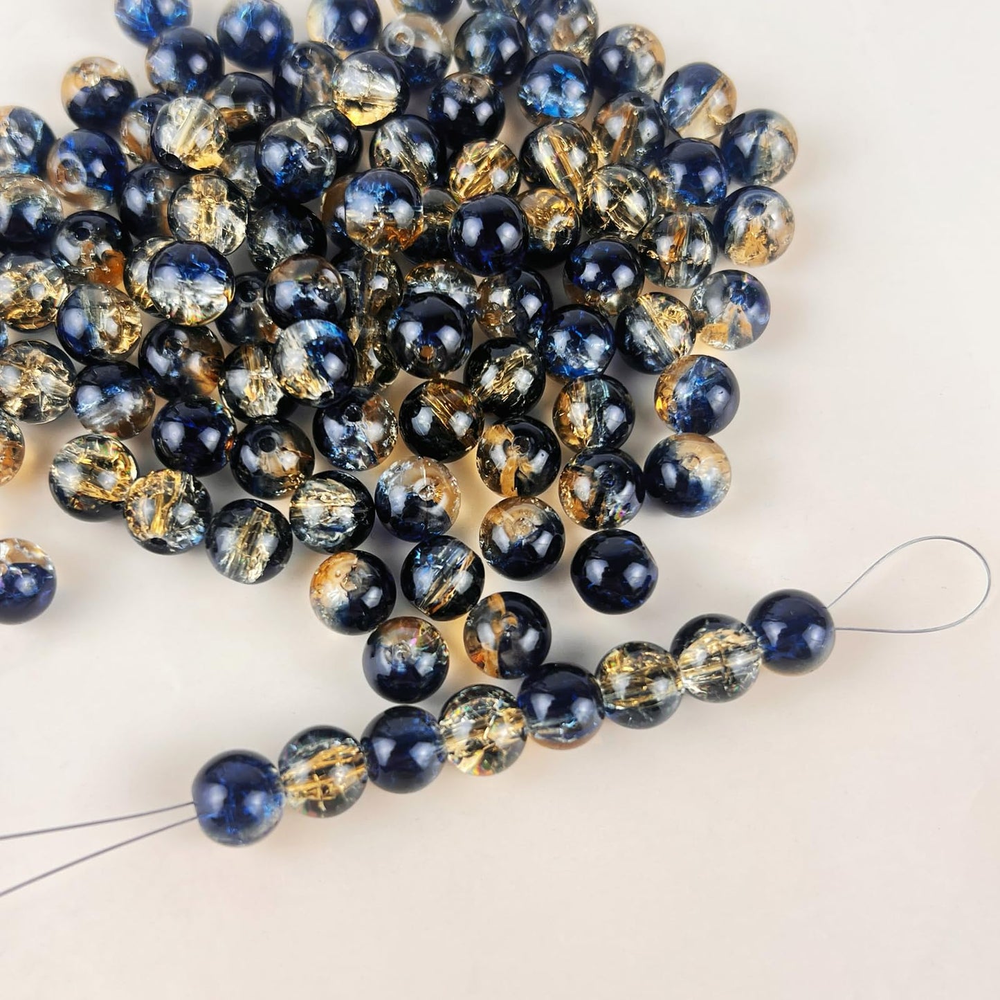 100 Pack 8mm Glass Beads for Jewelry Making, Graduated Color Mix, Bulk DIY Craft Supplies
