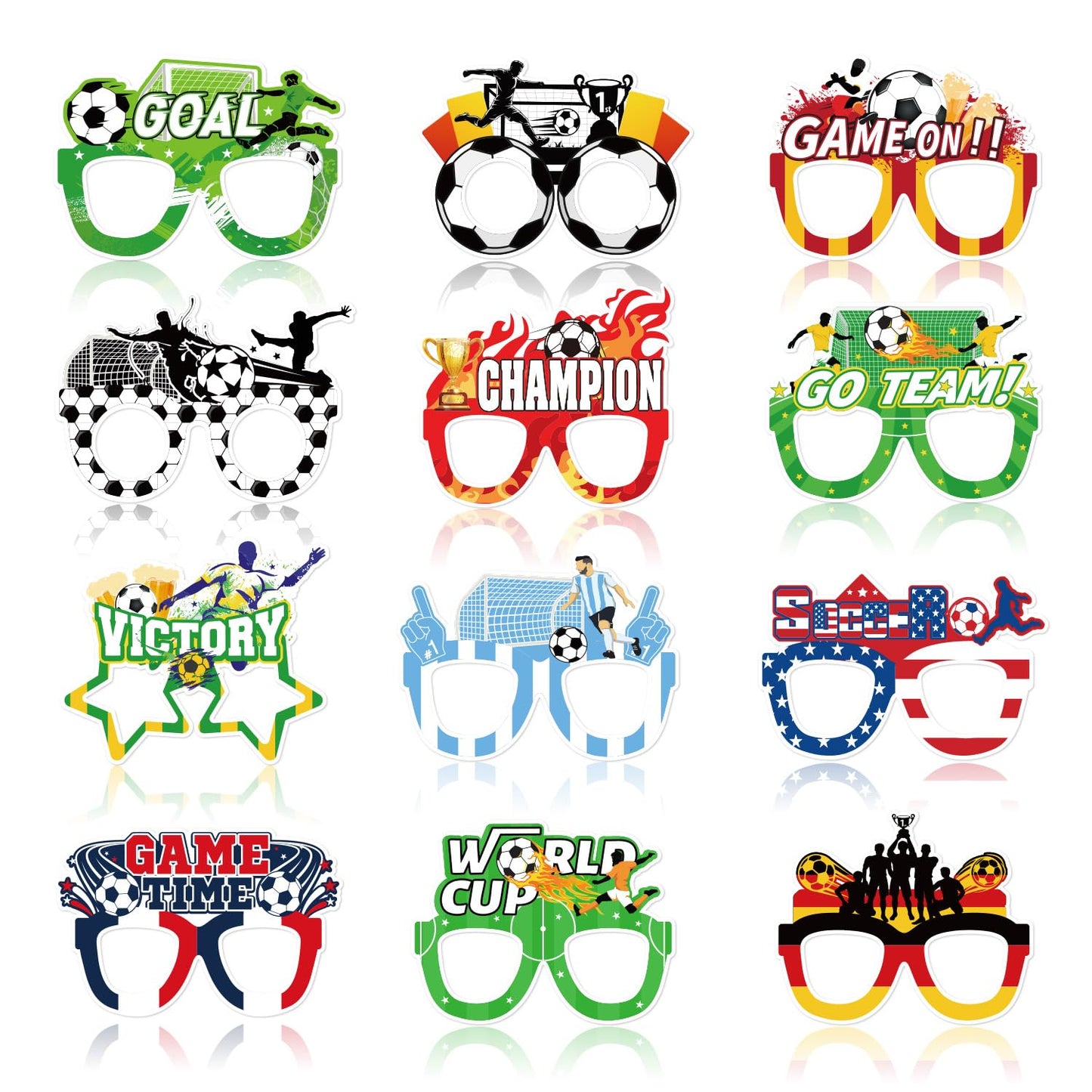 Actilize 12 Pcs Soccer Glasses Novelty Sunglasses with Country Flag Designs, International Flag Party Favors, Sports Eyewear for Soccer Themed Birthday, Tailgate, BBQ, Outdoor Events