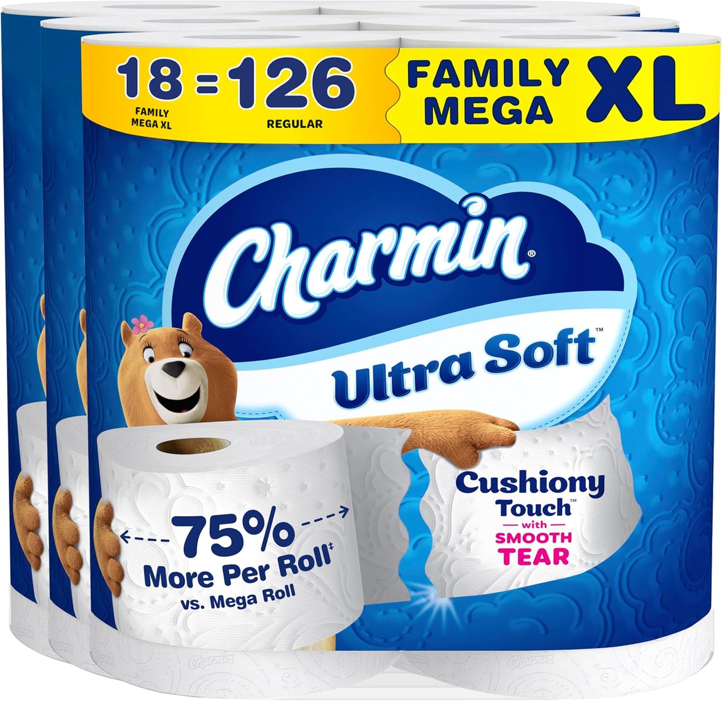 Charmin Ultra Soft Toilet Paper - Cushiony Touch, 24 Mega Rolls | White, Family Size