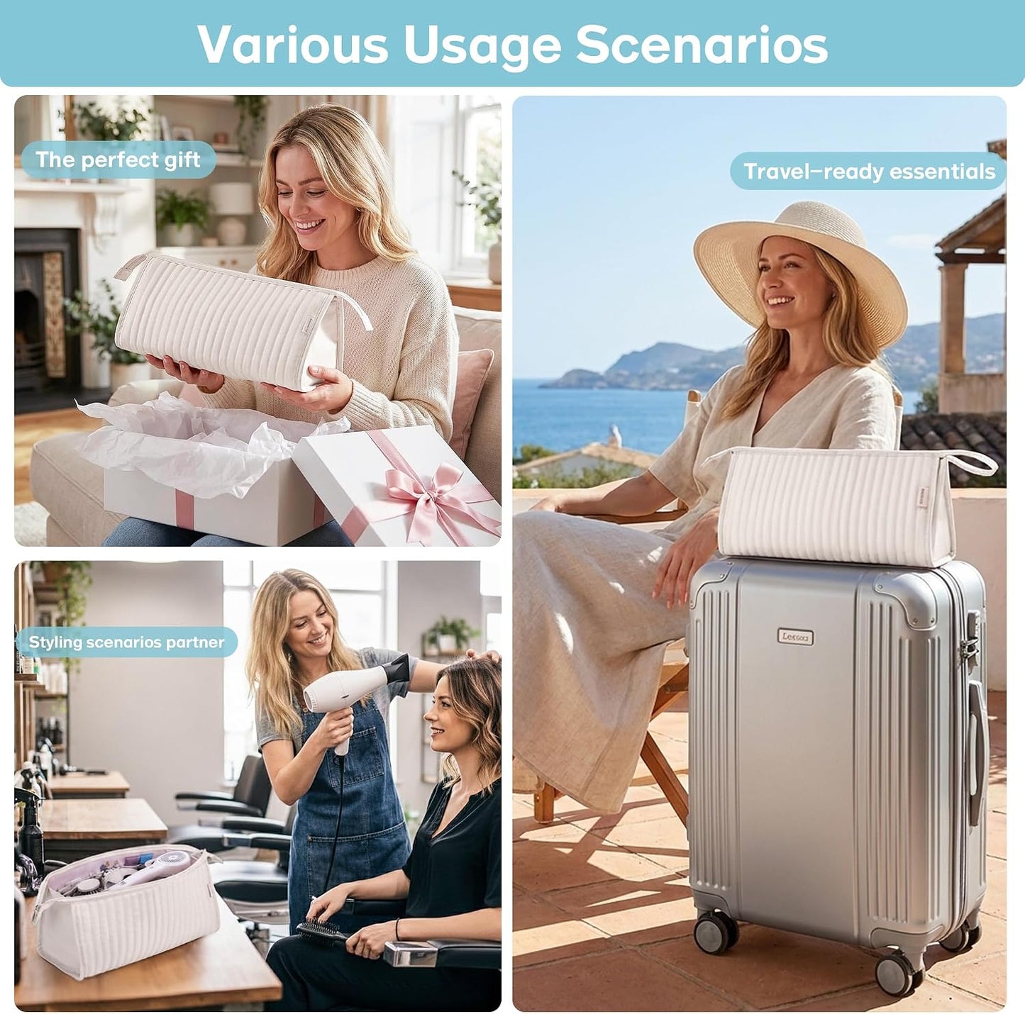 Travel Case for Shark Flexstyle & Revlon Hair Tools - Portable Organizer Bag | Beige