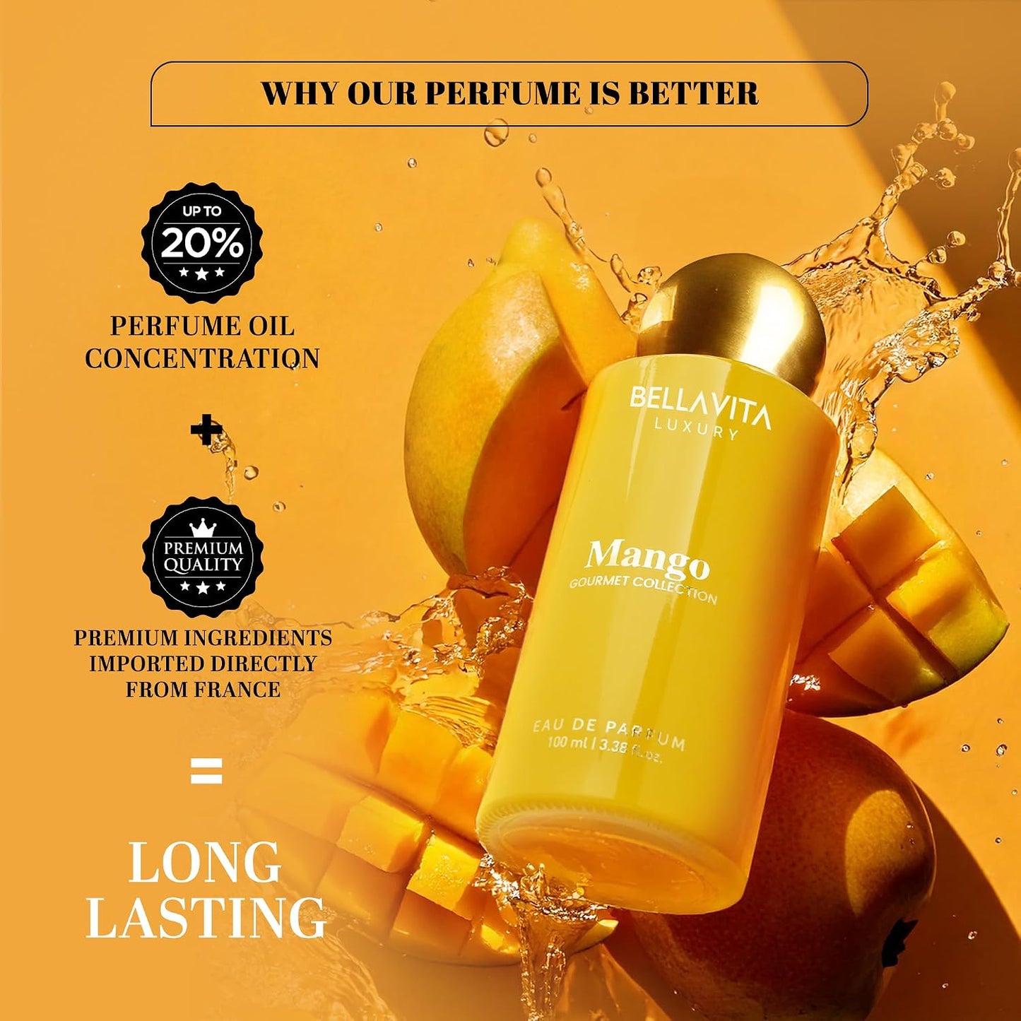 Luxury Mango Eau de Parfum - Unisex Perfume with Gourmet Ylang & Siam Benzoin Notes | 100 ml (3.4 fl. oz.)