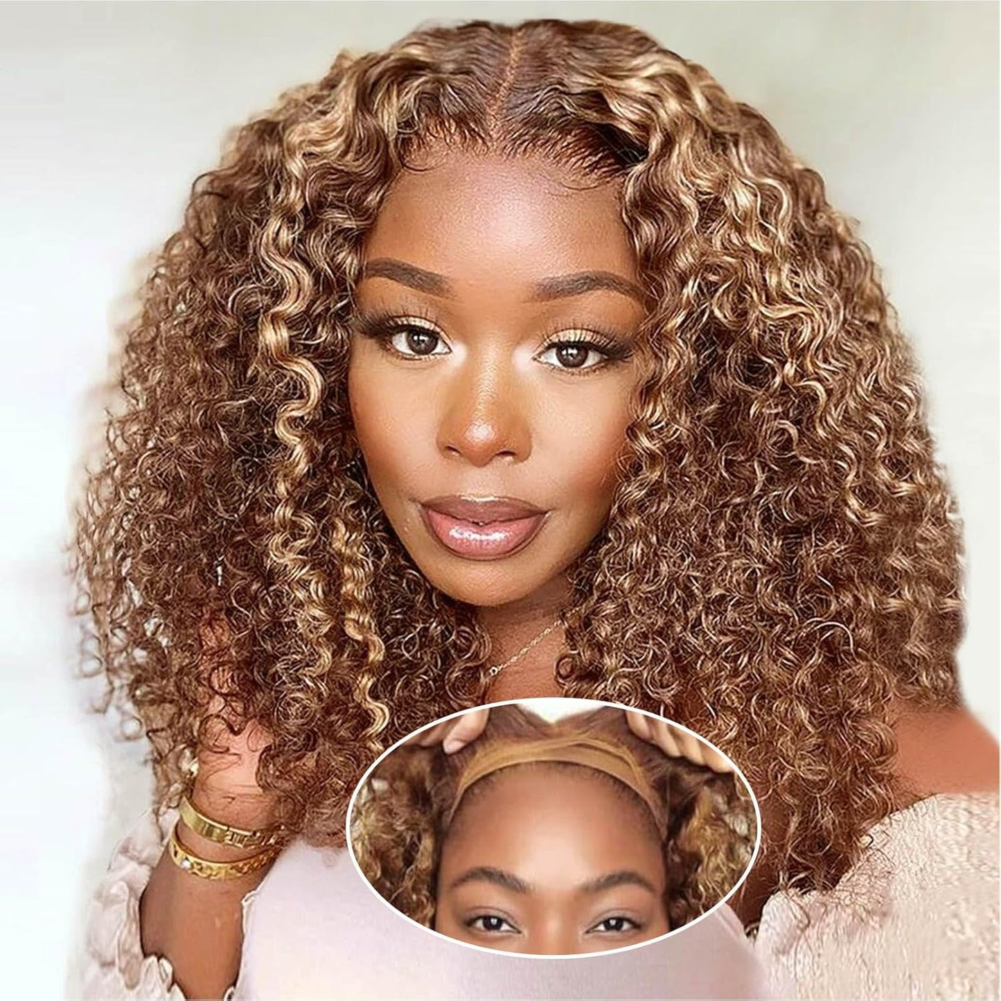 Curly Bob Wig - Human Hair Deep Wave 200% Density | 5x5 HD Lace Closure, Ginger Color, 14 Inch