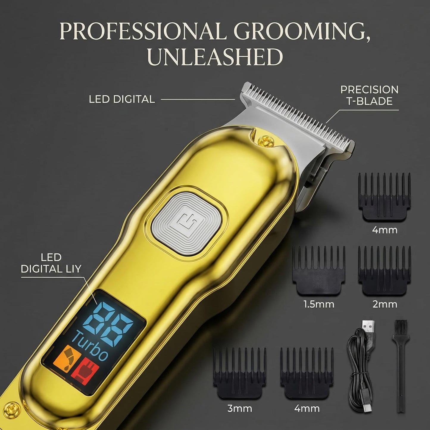 Hair Clipper for Men,Clippers for Hair Cutting Kit with LCD Display, Home Haircut Barber Grooming,Gifts for Men (Silver)