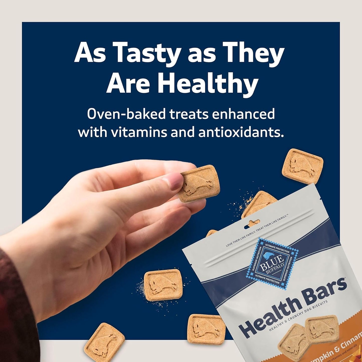 Blue Buffalo Dog Treats - Pumpkin & Cinnamon Crunchy Health Bars | Oven-Baked, Natural Ingredients, 16 oz.