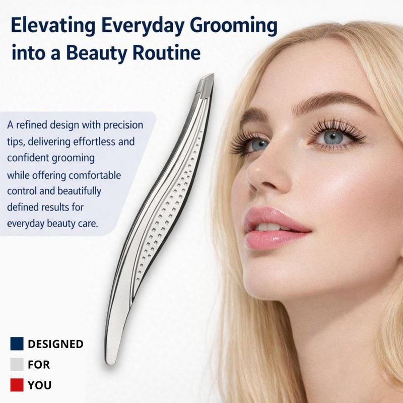Eyebrow Tweezers – Precision Slant Tip Stainless Steel Tweezers for Ingrown Hair Removal, Professional Salon Grade, Non-Slip Grip