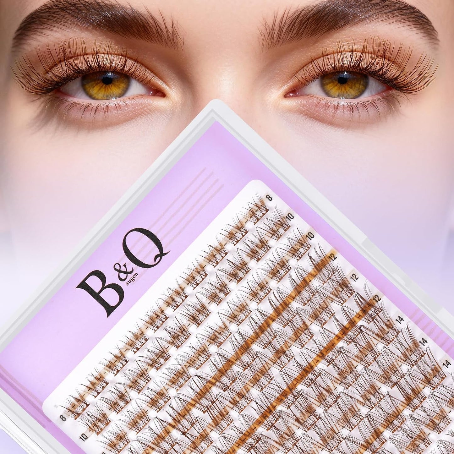 Eyelash Extension Kit - 10-18mm D Curl Lash Clusters with Bottom Lashes | DIY Bond & Seal Applicator