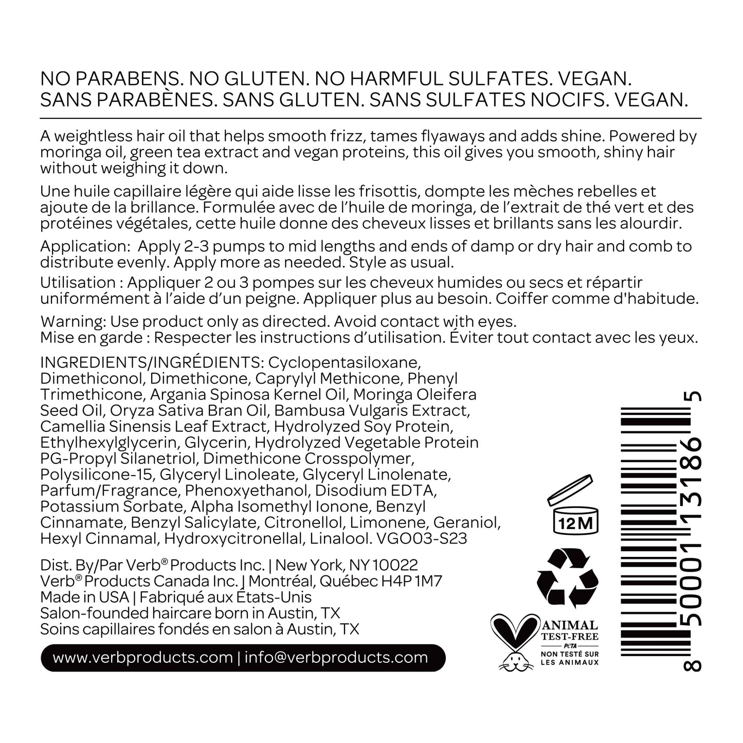 VERB Ghost Weightless Fine Hair Oil, 0.54 oz Sample for Heat Shield Styling
