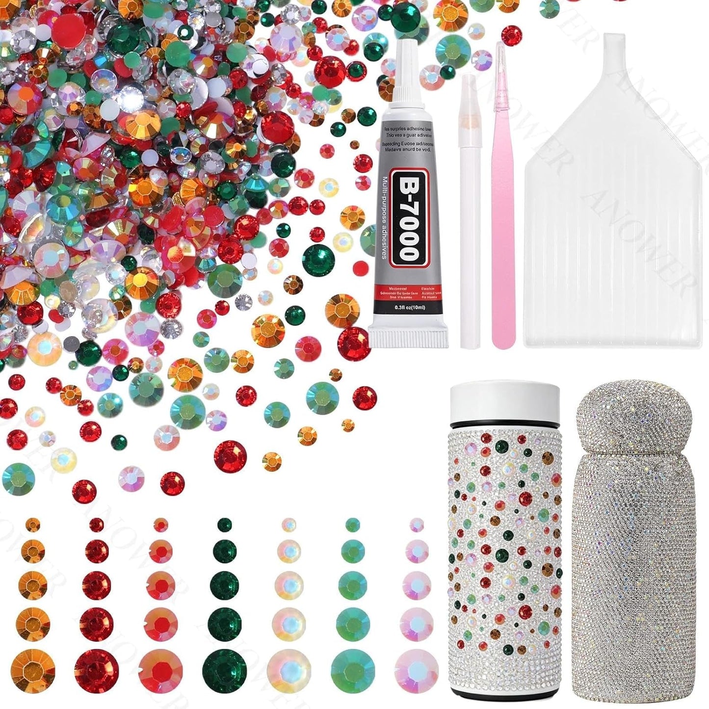 Mixed Light Color Resin Flatback Rhinestones - 16,000 Pcs for Crafting & DIY Projects | 2-6mm Gems for Makeup & Tumblers