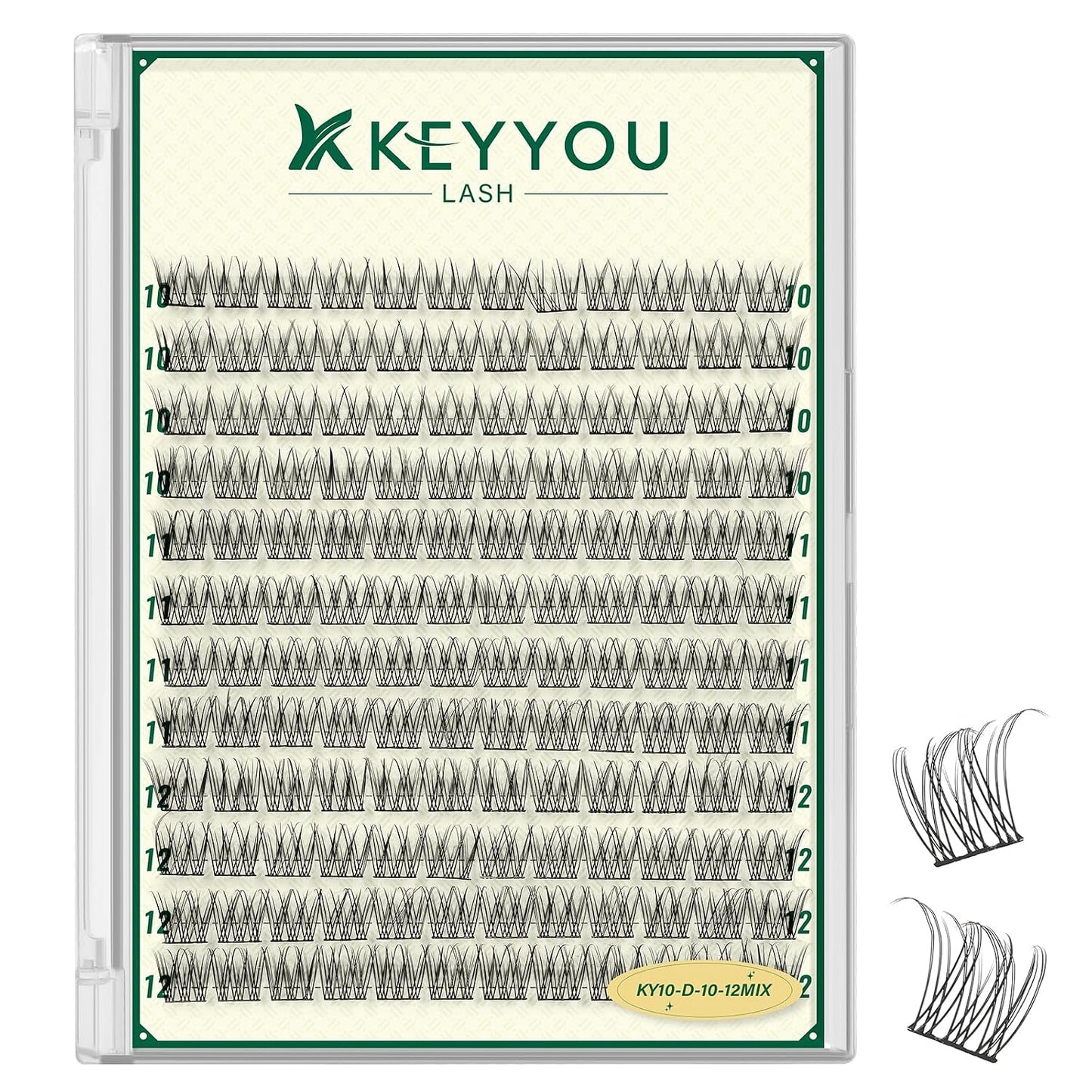KEYYOU 3D Eyelash Clusters - 280pcs Wispy Volume Lashes | 80D D Curl, 9-18mm Mix