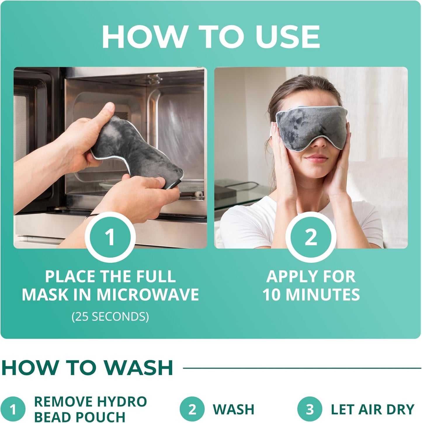 Heated Eye Mask for Dry Eyes - Steam Warm Compress for Styes & Blepharitis | Moist Heat Therapy Pad
