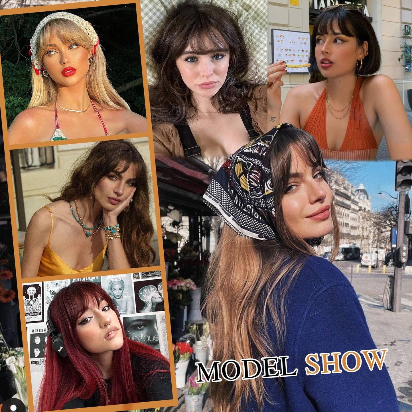 BOGSEA Clip in Bangs, 100% Real Human Hair Fake Bangs Clip in Hair Extensions Fringe with Temples Hairpieces for Women Curved Curtain Bangs for Daily Wear (2 Clips,Medium Brown)