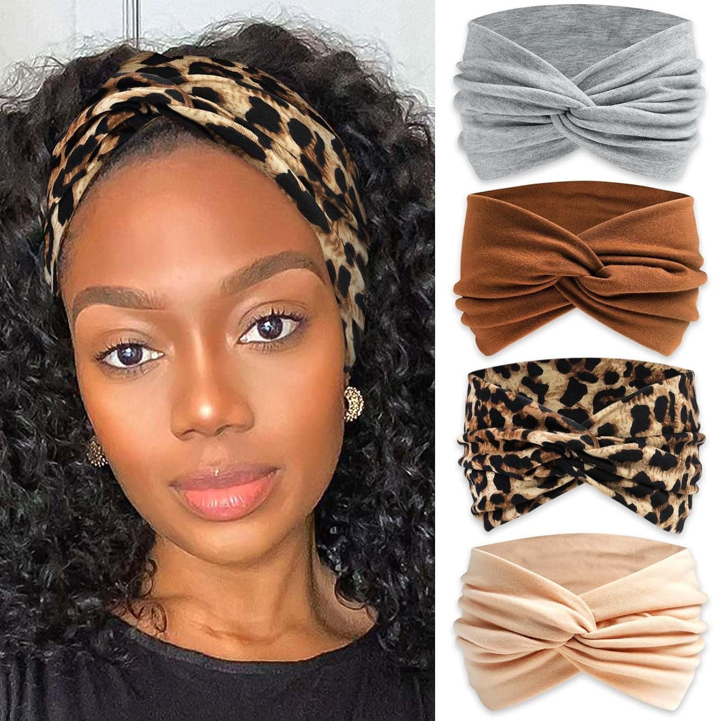 Bandana Headbands for Women - Large Turban Wraps | Knotted Criss Cross Design, Perfect for Workouts