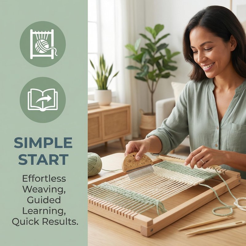 Angoily Weaving Comb Set, Wood Knitting Loom Tool with Large Eye Needle and Crochet Hook for Tapestry Wall Hanging, DIY Craft Hand Looming Accessories for Beginners