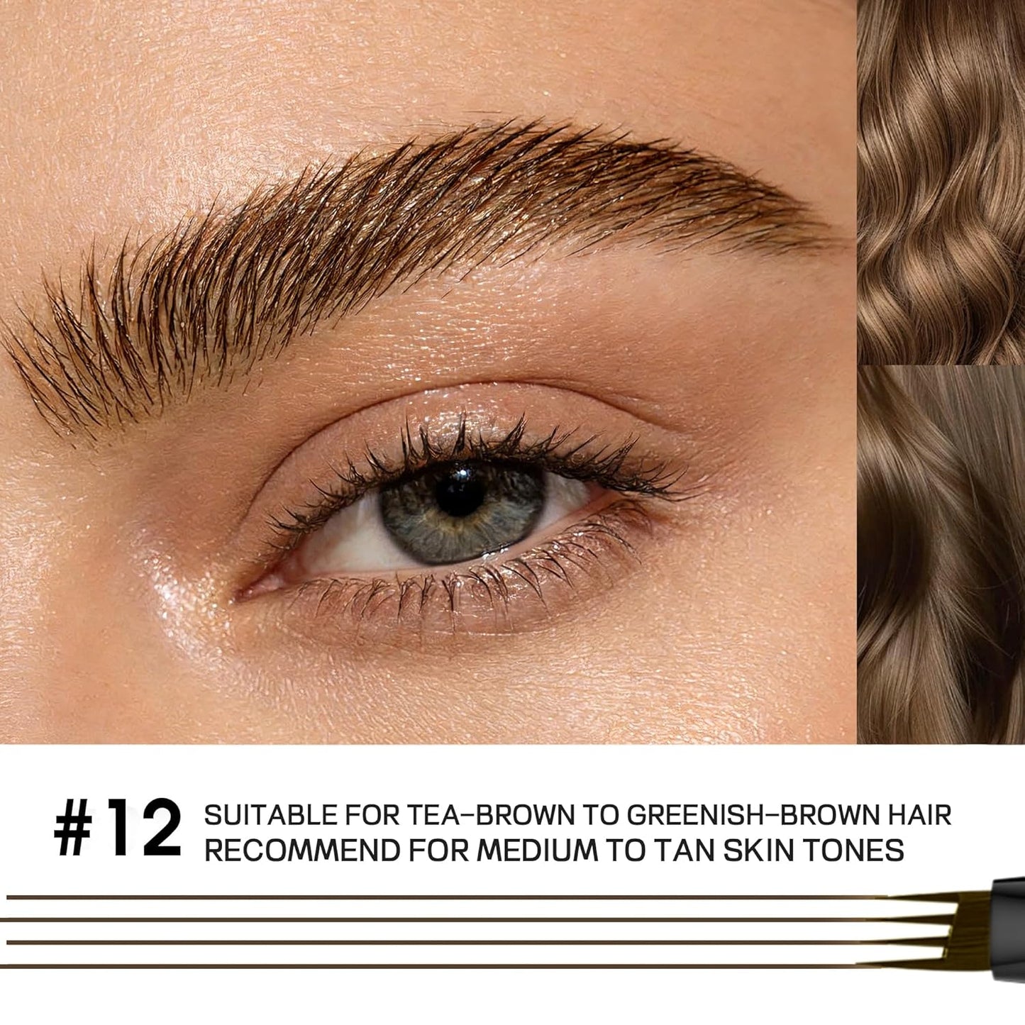 Microblading Eyebrow Pen Set - 4-Tip Waterproof Vegan Formula for Natural Hair-Like Strokes | 2 Pack Soft Brown