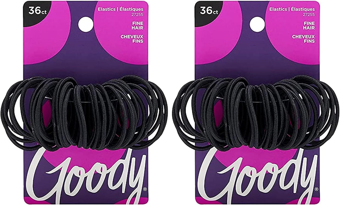 Goody Ouchless Hair Elastics - Soft & Durable Black Hair Ties | 36 Count Pack