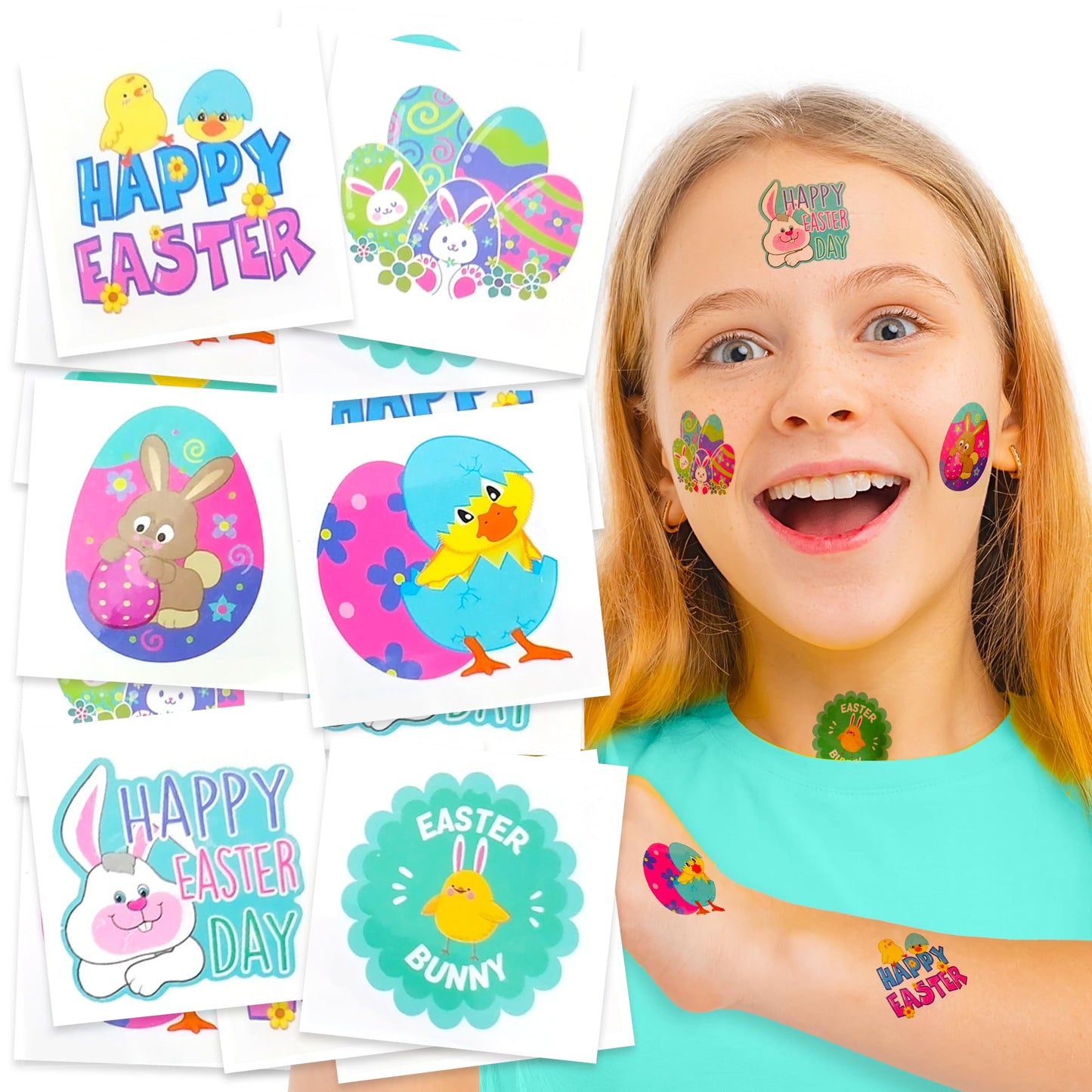 ArtCreativity Classic Easter Basket Stuffers for Kids, Temporary Tattoo Stickers, Egg Fillers, Treats, Toys, Essentials, 144-Pack