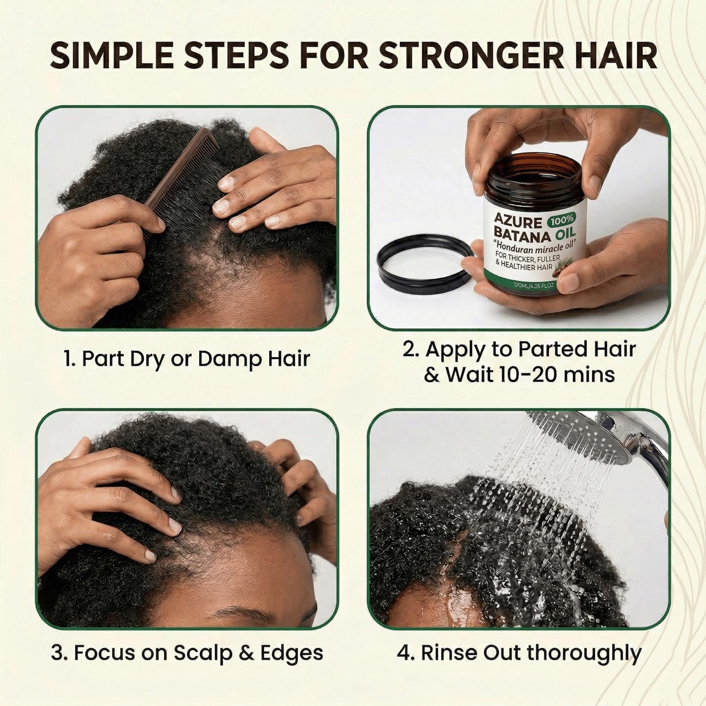 1PCSAzure Batana Oil For Hair Growth,100% Raw Organic Batana Hair Mask from Honduras,Prevents Hair Loss, Promotes Hair Thickness,Natural Hair Growth Oil-4.06 fl (1 pcs)