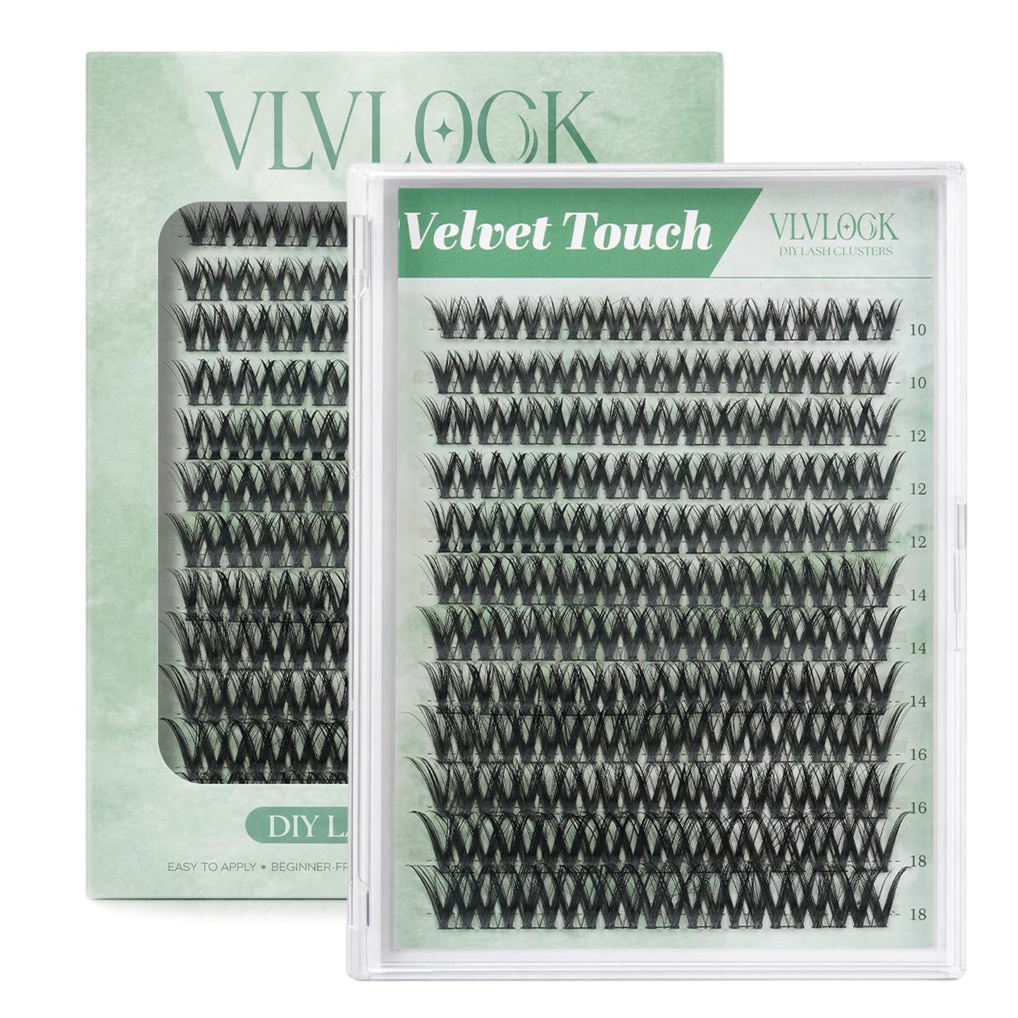 VLVLOCK Velvet Touch Lash Clusters Eyelash Extensions DIY Lash Extensions Long-Lasting Cluster Eyelash Extensions Flora Cluster Lashes Wispy Lash Clusters with Ultra-Thin Band(Velvet Touch, 10-18mm)