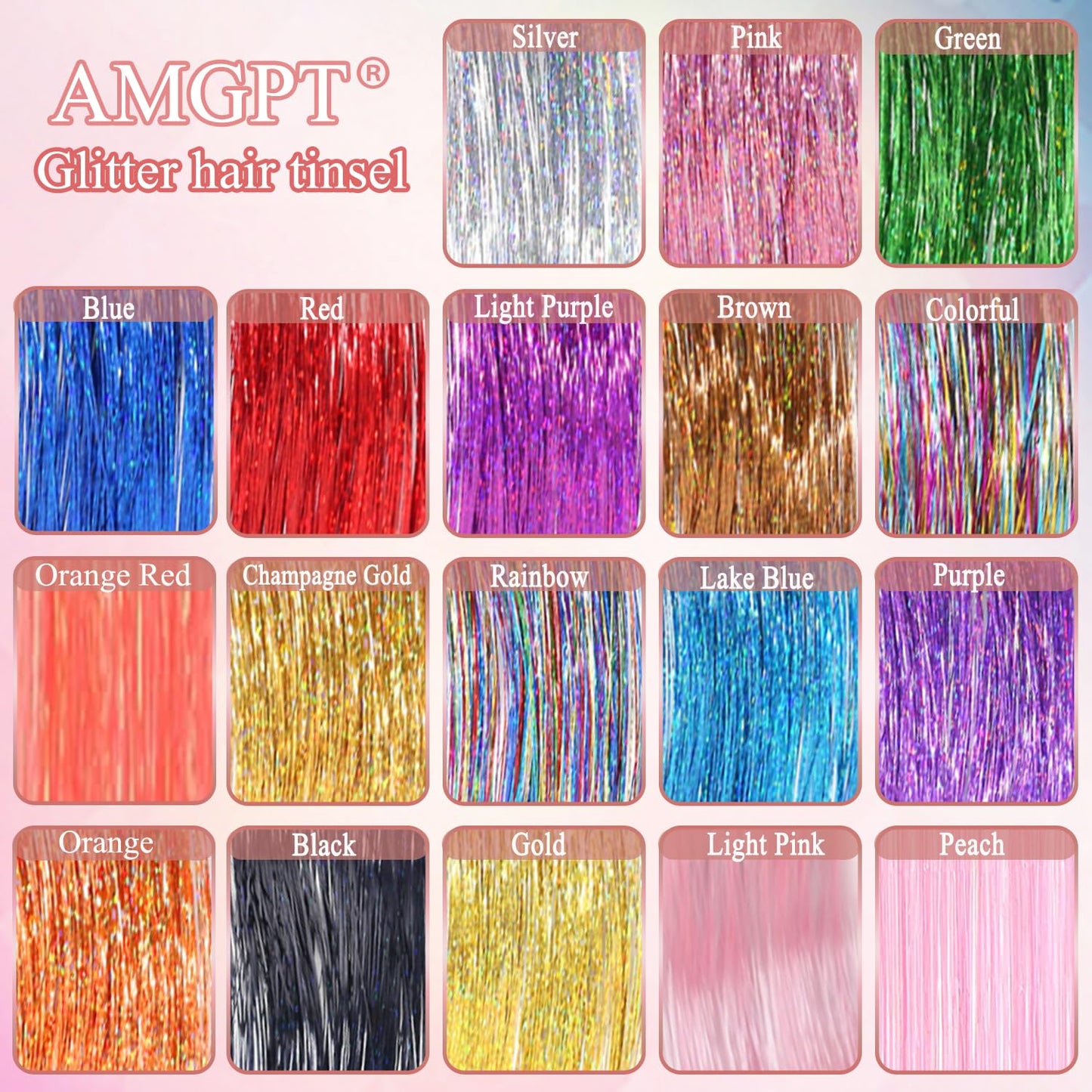 Hair Tinsel Kit - 48 Inch Glitter Tinsel Hair Extensions with 18 Colors | Heat Resistant Accessories for Women, Girls, and Kids