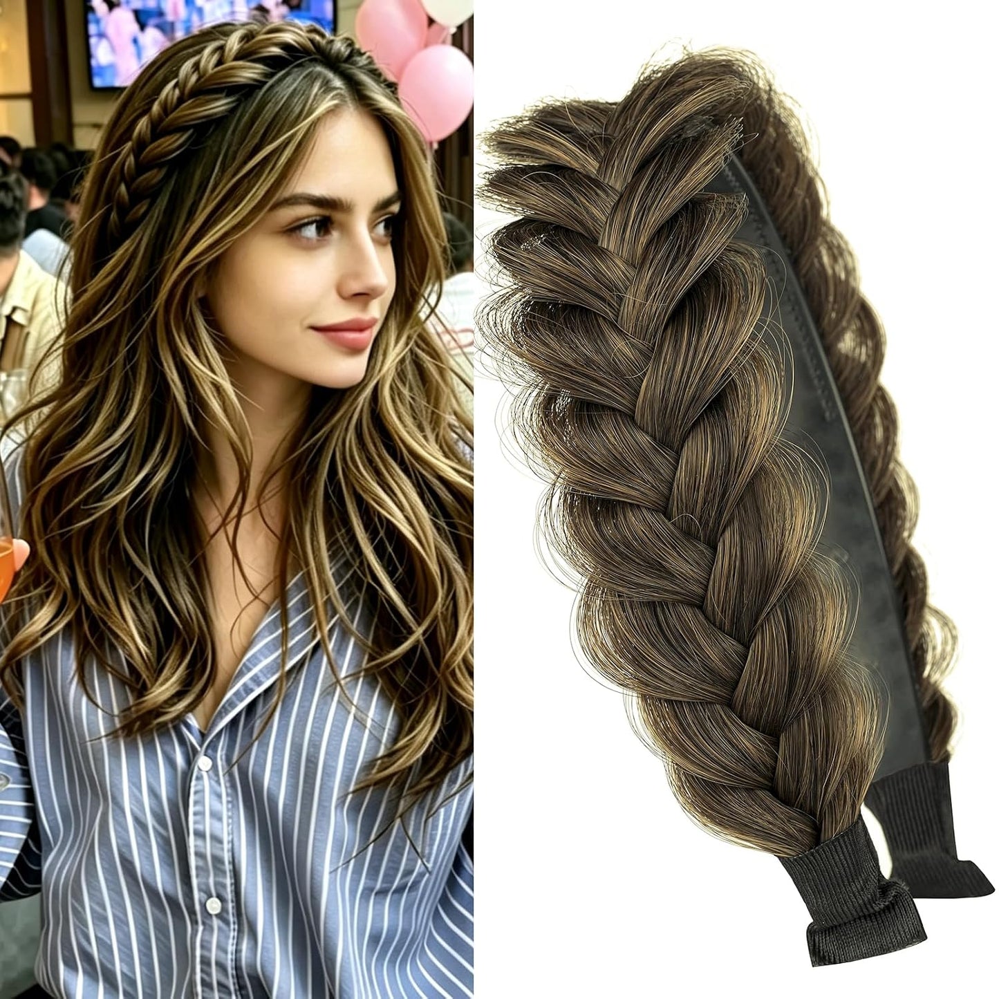 Braided Headband - Elastic Non-Slip Fashion Hair Accessory for Women & Girls | Ocher Color