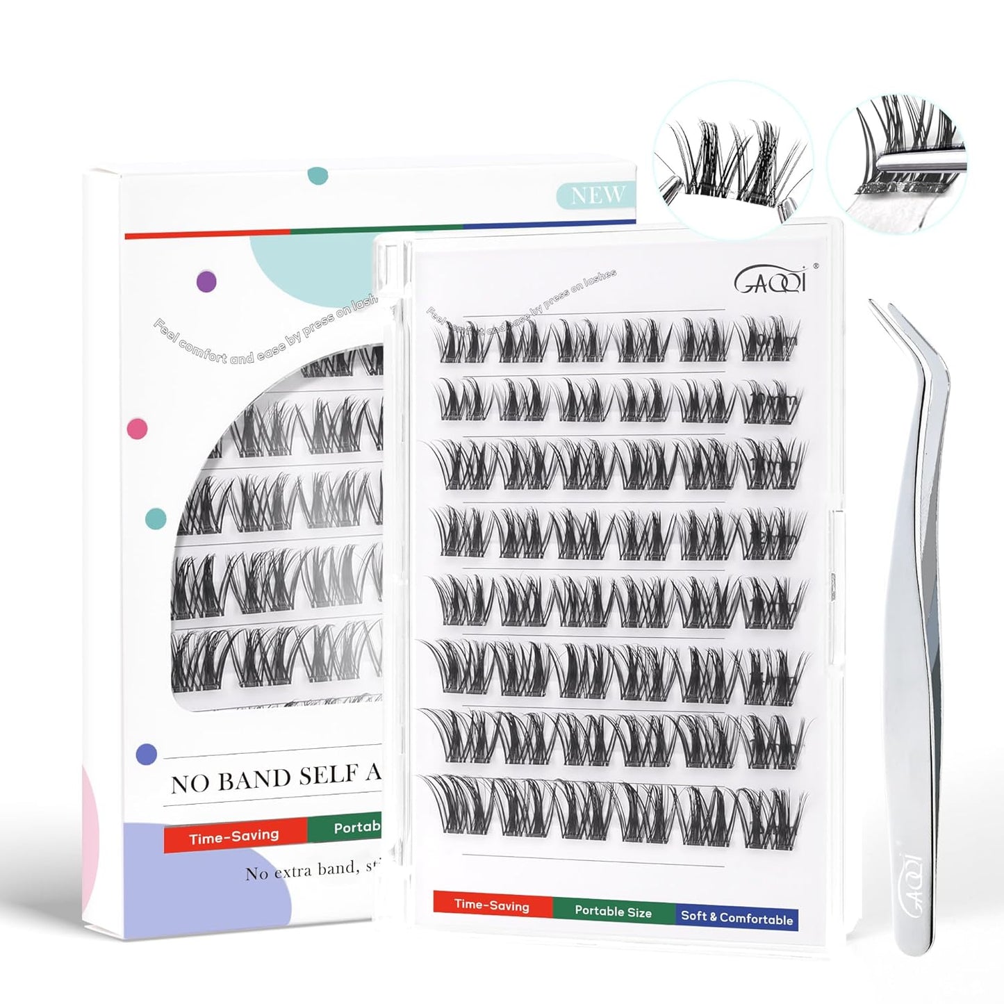 Natural Bottom Lash Clusters - DIY Clear Band Eyelashes for Soft, Comfortable Daily Wear | 5mm & 6mm, 48pcs