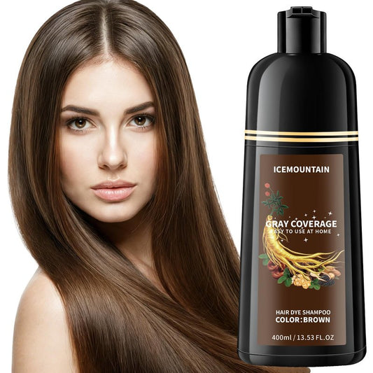 Brown Hair Dye Shampoo 3 in 1, 100% Instant Gray Hair Coverage Long-lasting Natural Herbal Ingredients Hair Color Shampoo for Women Men