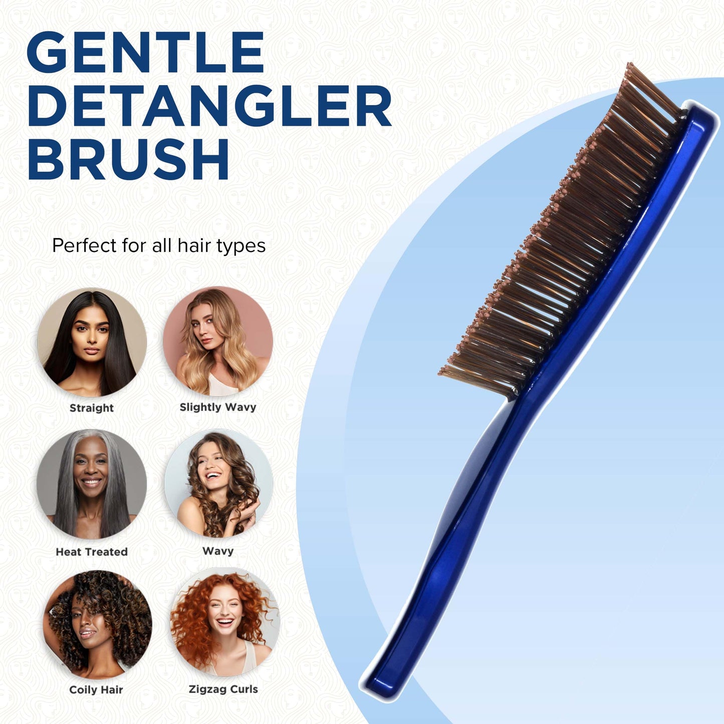 Giorgio Gentle Detangler Hair Brush - Dual Length Bristles for Men, Fine and Thick Hair, Scalp Massager, Travel Brush for Wet or Dry Hair