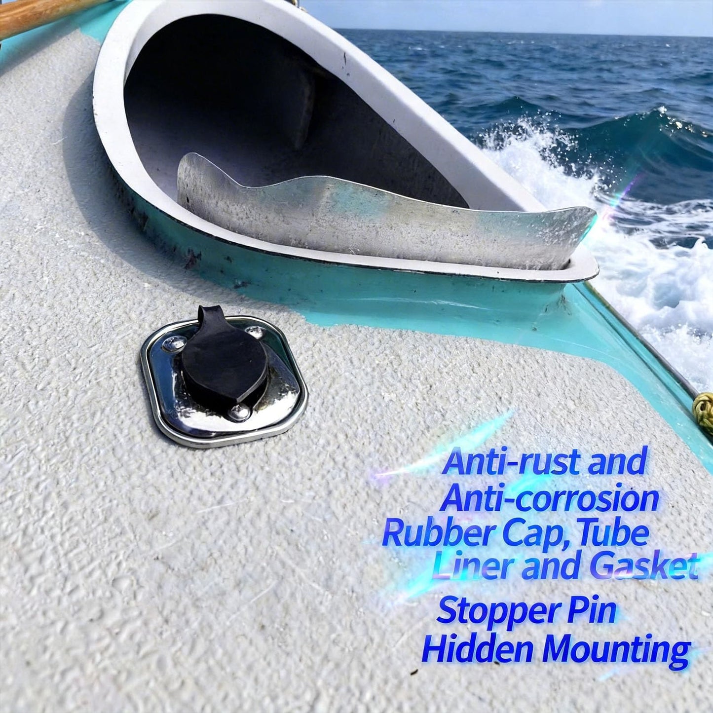 Boat Stainless Steel 30 Degree Fishing Rod Holders with Rubber Cap & Gasket, Flush Mount