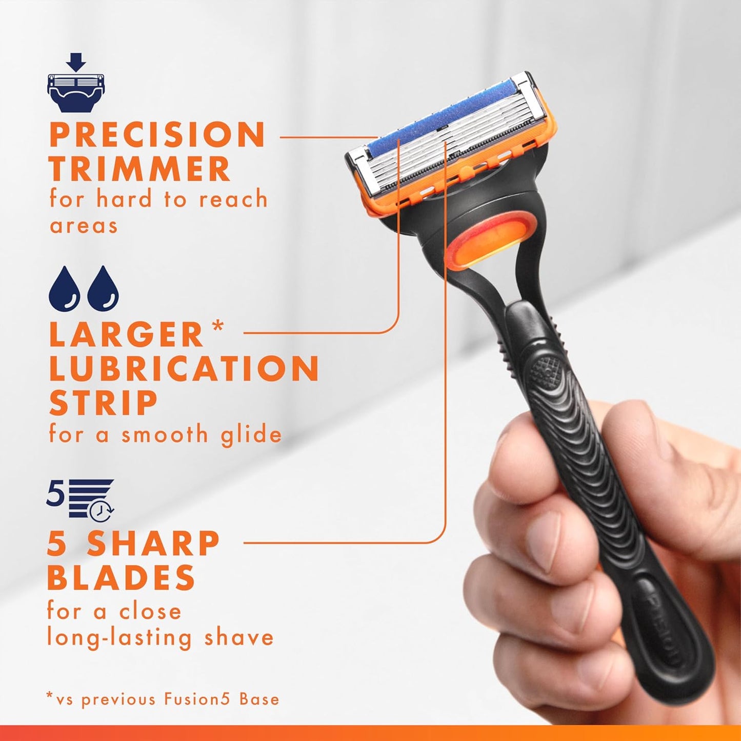 Gillette Fusion5 Razor for Men - 5-Blade Shaving System with 1 Handle & 3 Refills