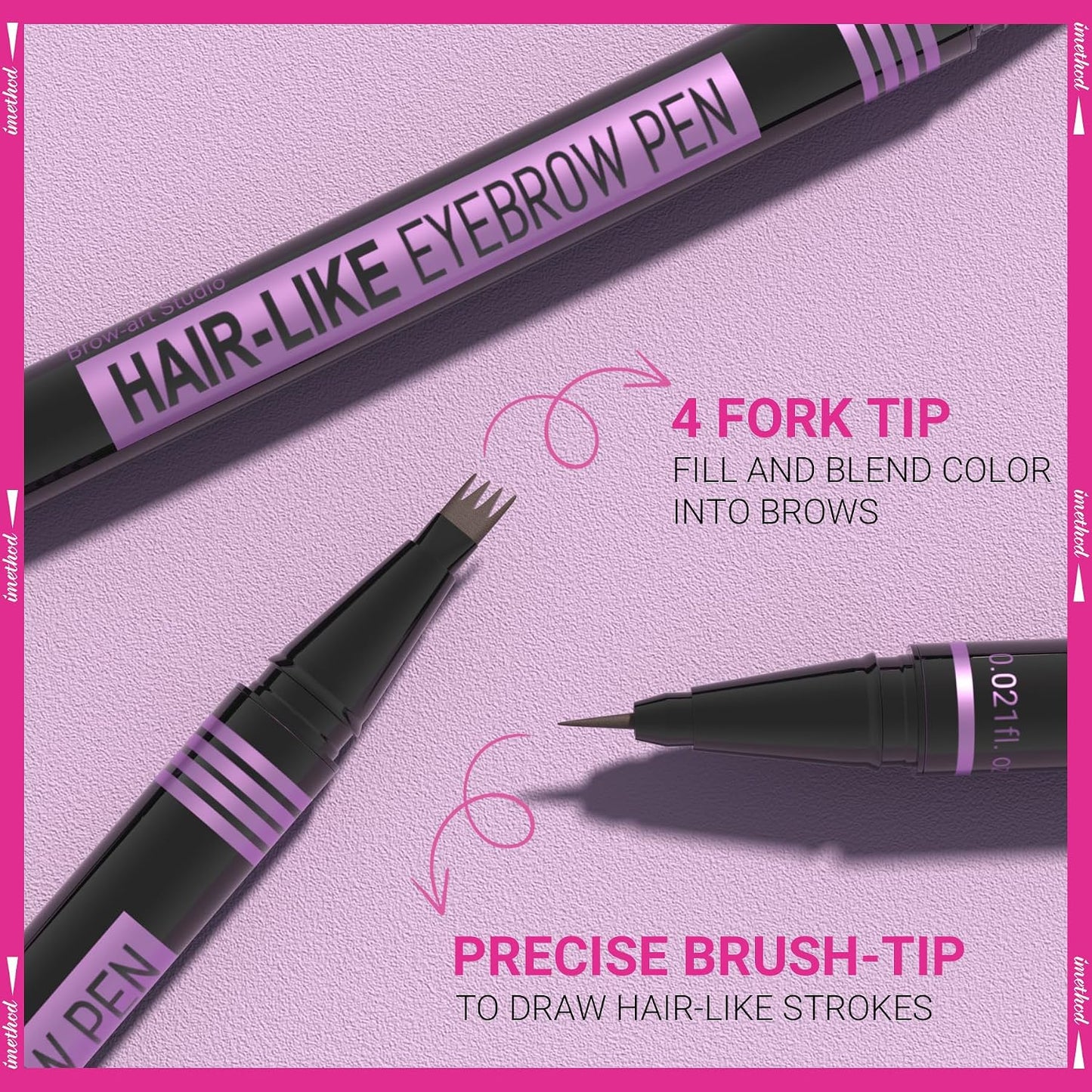iMethod Eyebrow Pen - 2-in-1 Microblading Eyebrow Pencil with 4-Fork Tip & Brush Tip | Dark Brown, Long-Lasting Natural Look