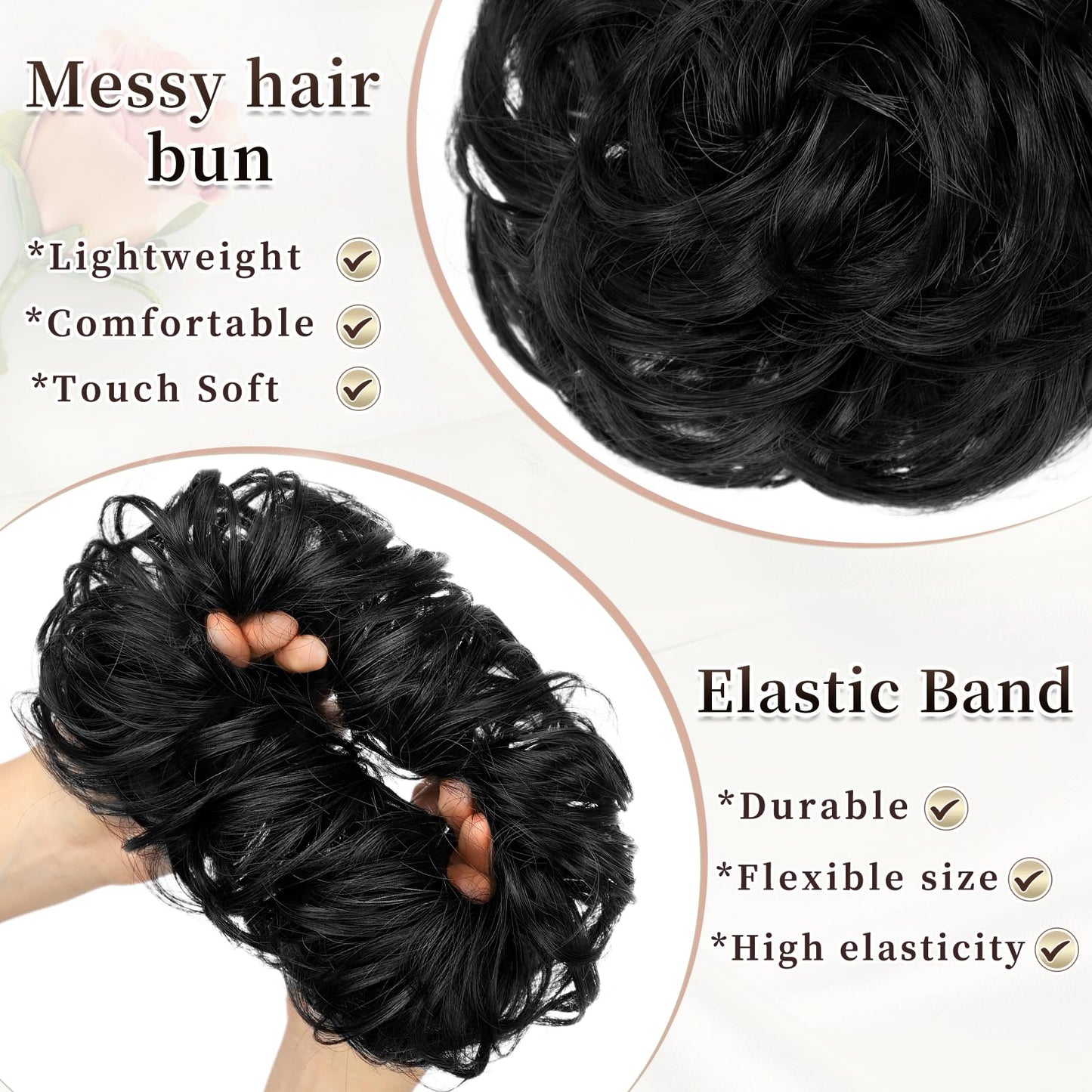 HMD Messy Bun Hair Piece Curly Hair Bun for Women Hair Bun Hair Piece Scrunchies Synthetic Fake Bun Chignon Hair Extensions Hairpieces for Daily Wear