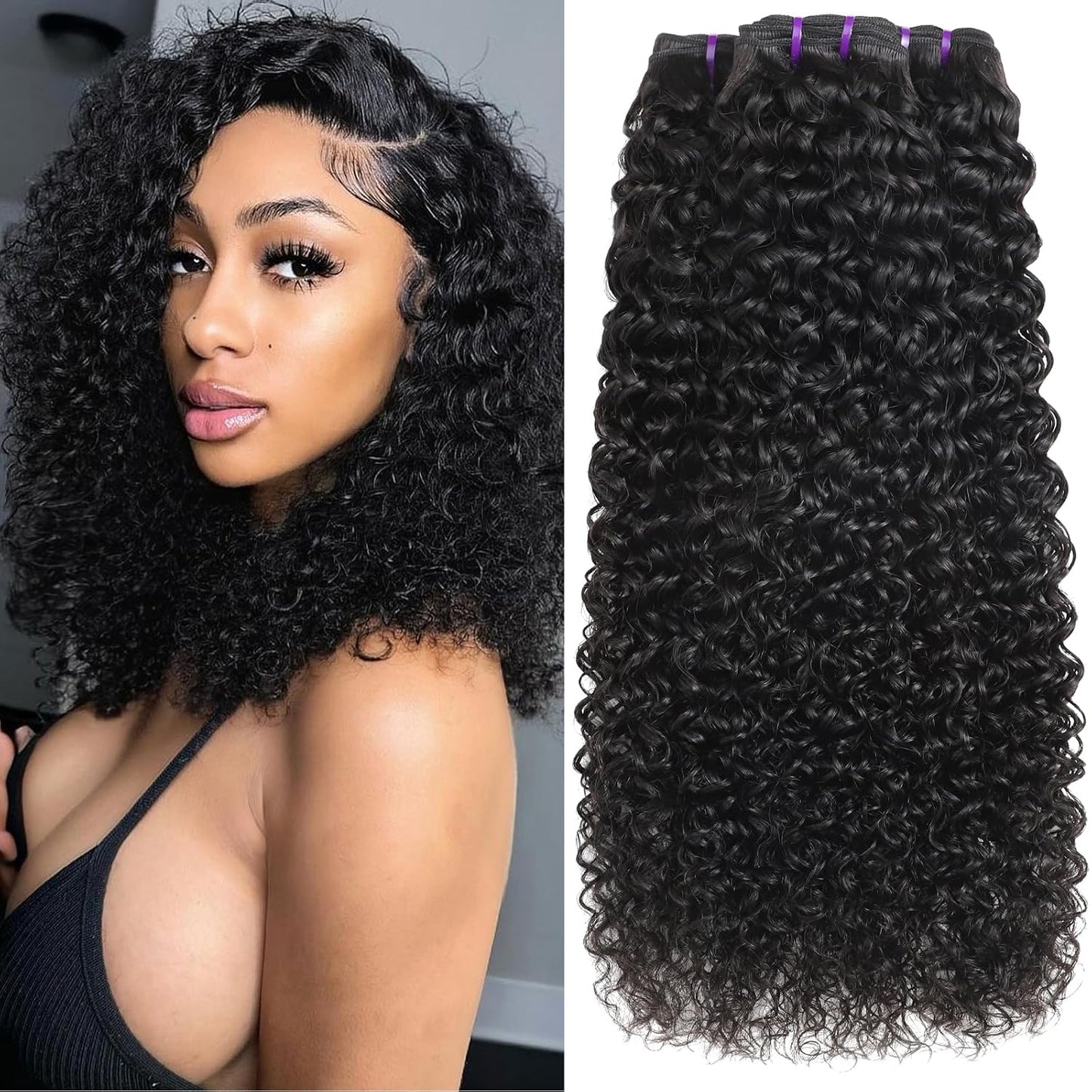 Burmese Curly Hair Bundles - 100% Unprocessed Virgin Remy Hair | 20, 22, 24 Inch Natural Color Extensions for Women