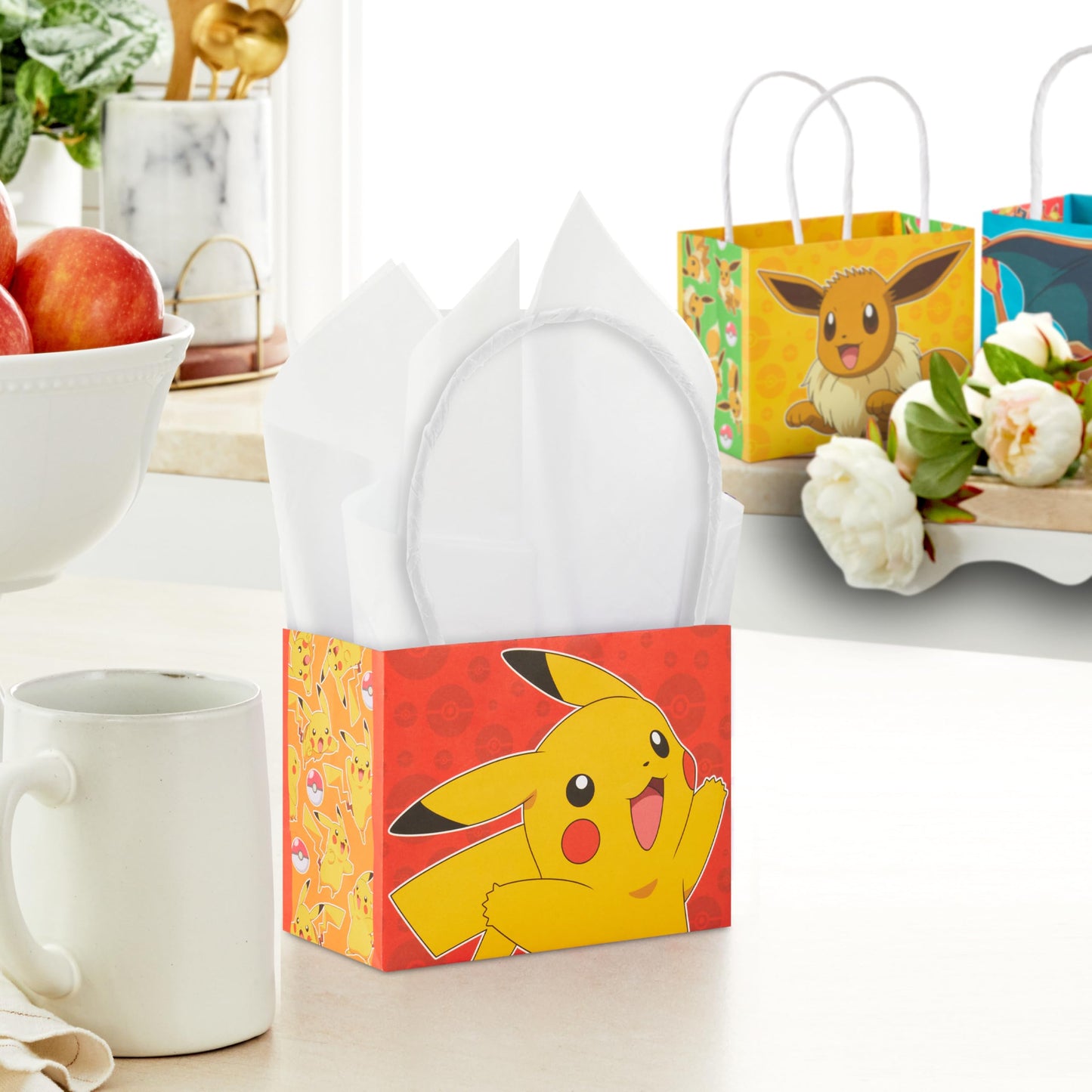 Hallmark Pokémon 4" Mini Gift Bags (18 Bags: Pikachu, Charizard, Gengar, Eevee) for Birthday Party Favors, Gift Cards, Classroom Treats