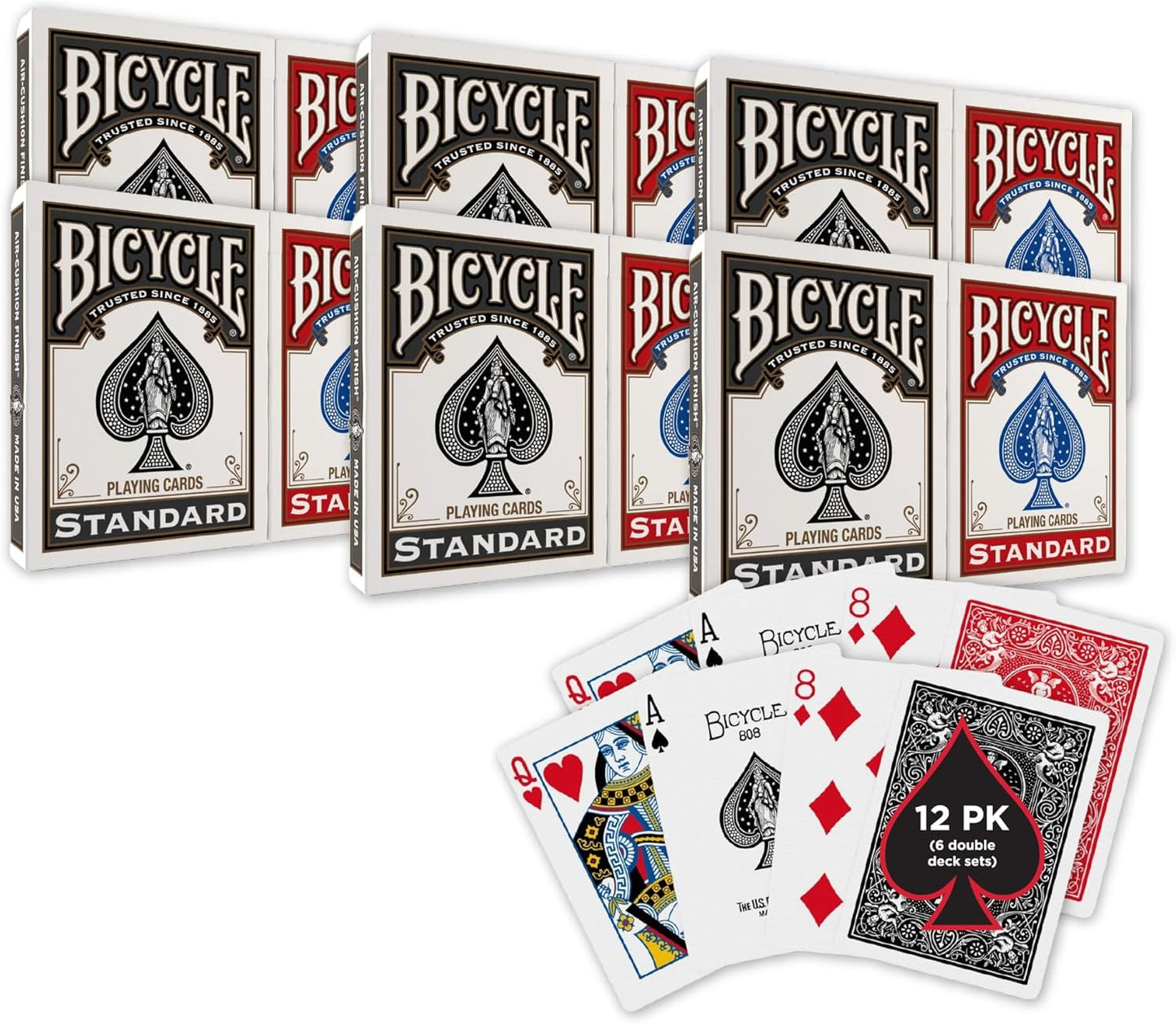 Standard Playing Cards - Classic Poker Size Deck (2 Pack) | Red & Blue for Family Game Night & Card Games