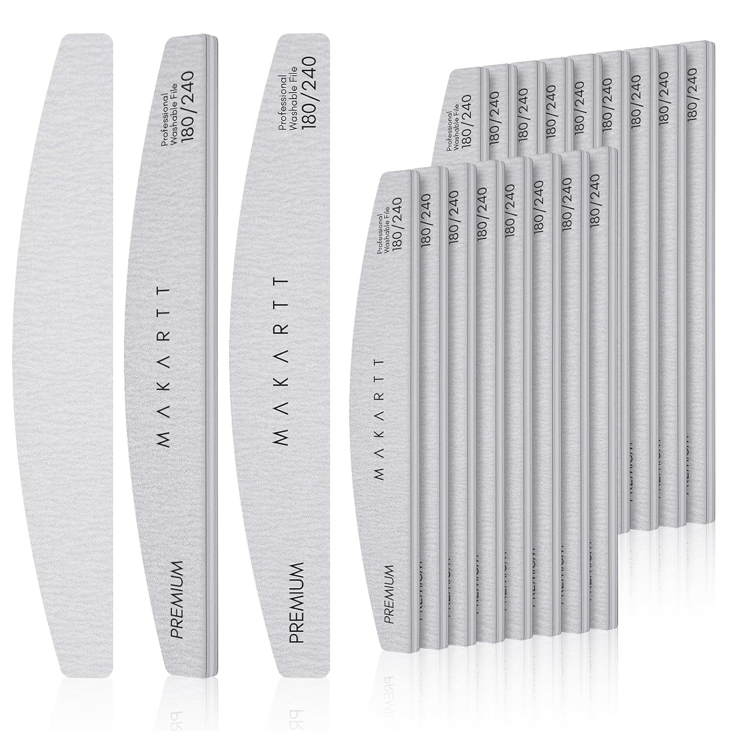 Makartt Nail Files - 180/240 Grit Emery Boards for Natural Nails | 10pcs Dual-Sided Manicure Set for Salon & Home Use