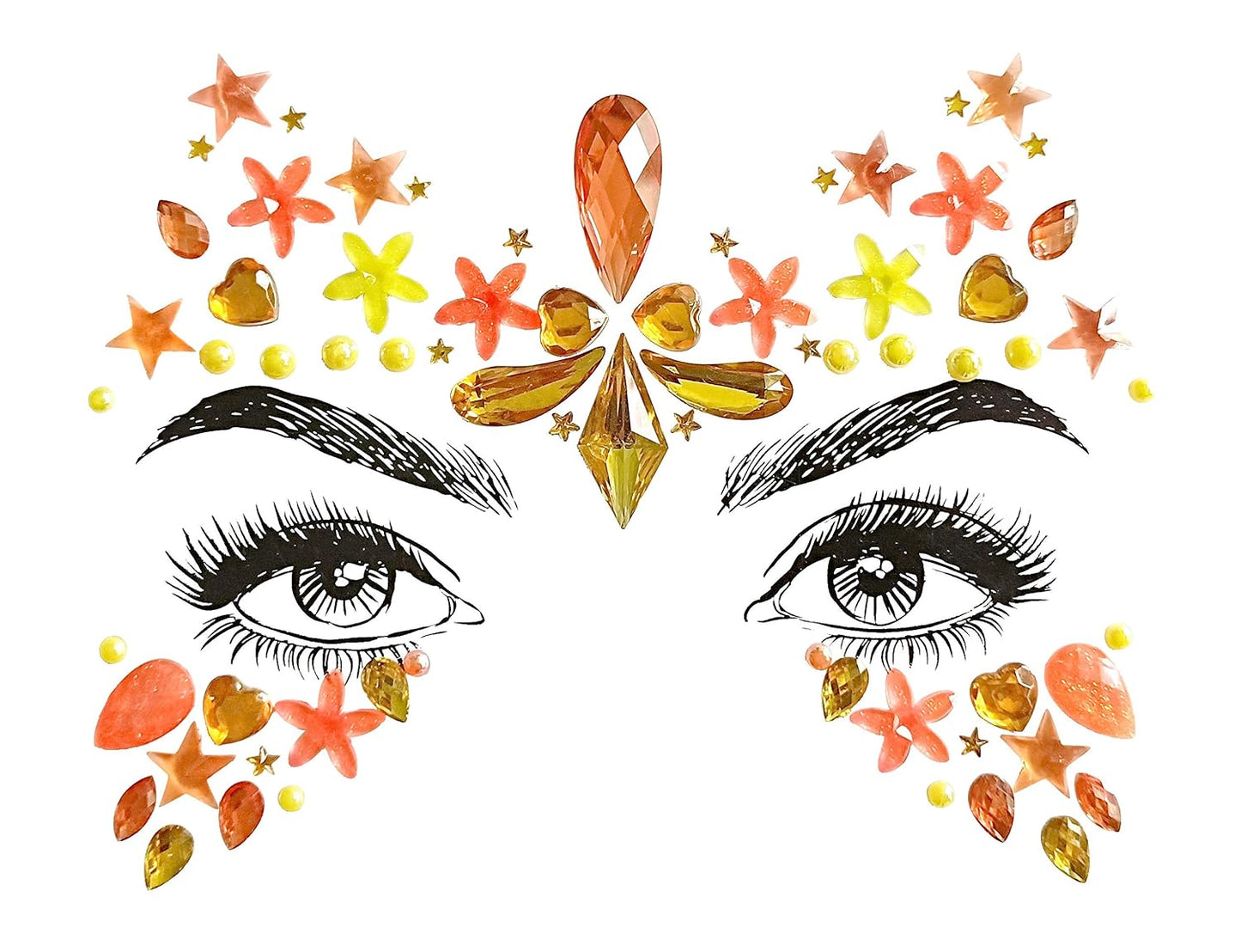 Gemstone Face Stickers - 8 Pcs Rhinestone Face Jewels for Festivals | Halloween & Christmas Party Decor