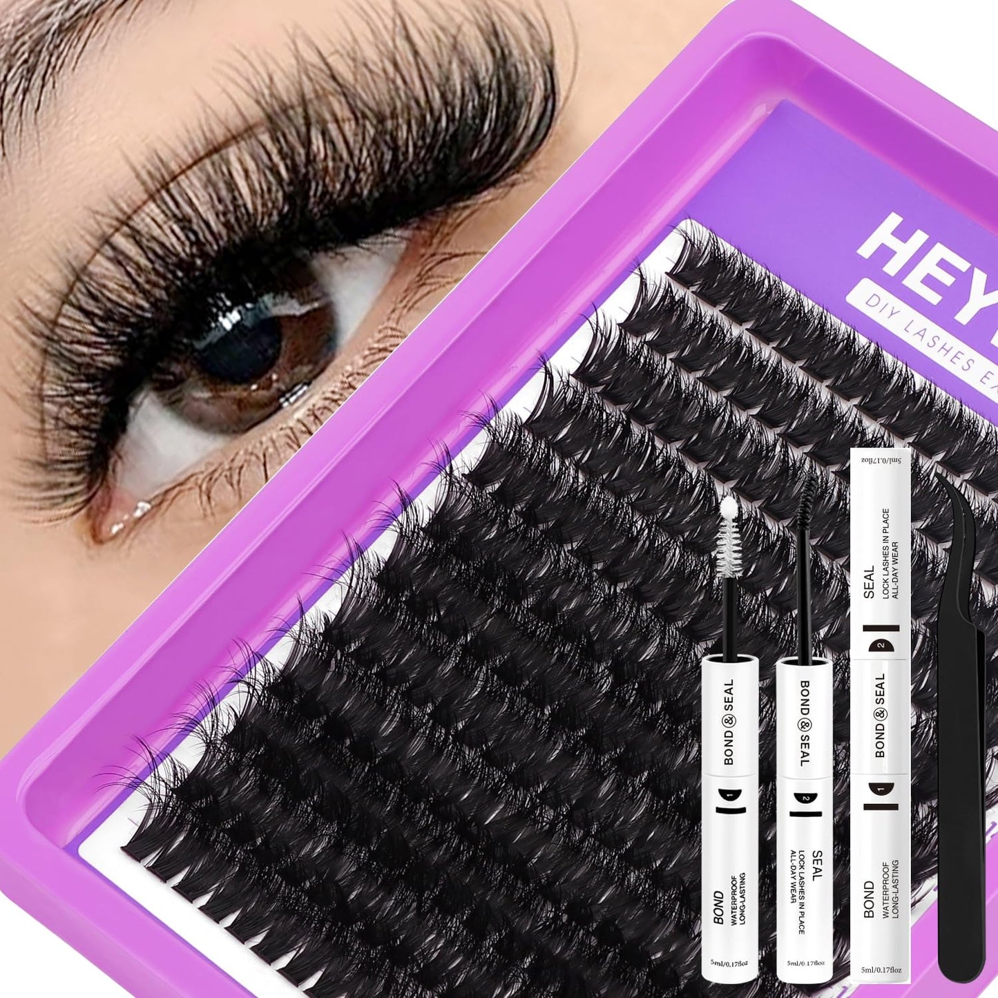 Lash Clusters Kit - 80D & 100D Individual D Curly Eyelash Extensions | DIY Thick False Lashes 10-18mm