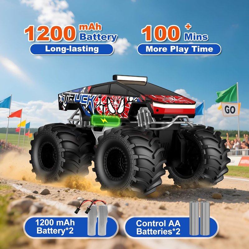 Amphibious Remote Control Car - 2.4 GHz Waterproof Monster Truck | 1:18 4WD Off-Road Pickup for Kids 6+
