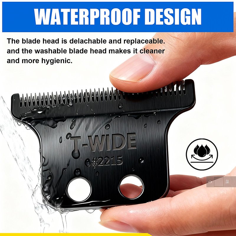 2215 Replacement T Wide Blades Compatible with Wahl 5 Star Detailer Li Trimmer(8081) and (8171) - Adjustable Stainless-steel Zero-Gap Trimmer Blade ((1PC-Black)